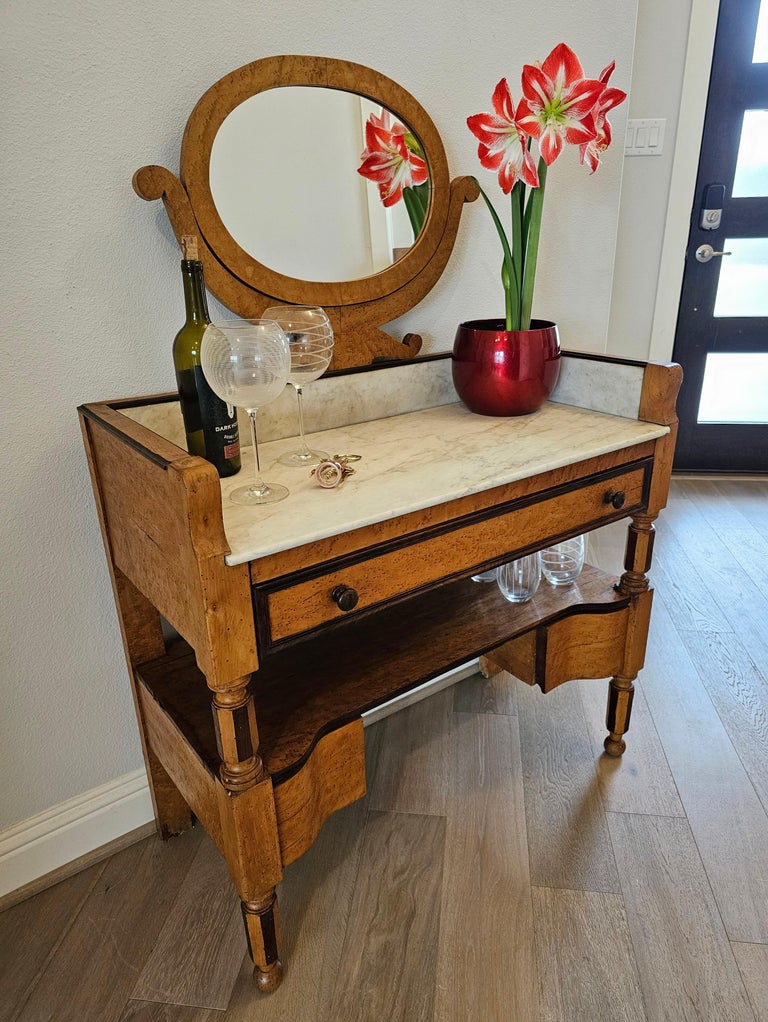 19th Century French Birdseye Maple Wash Stand Vanity Console For Sale ...