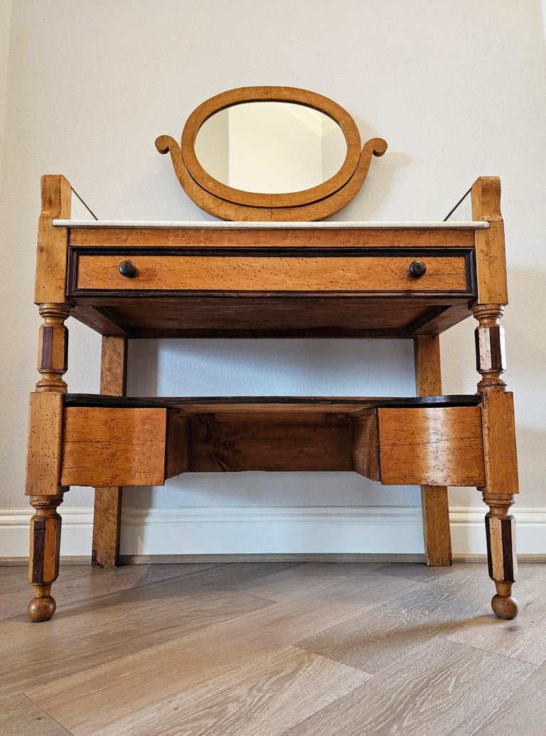 19th Century French Birdseye Maple Wash Stand Vanity Console For Sale ...