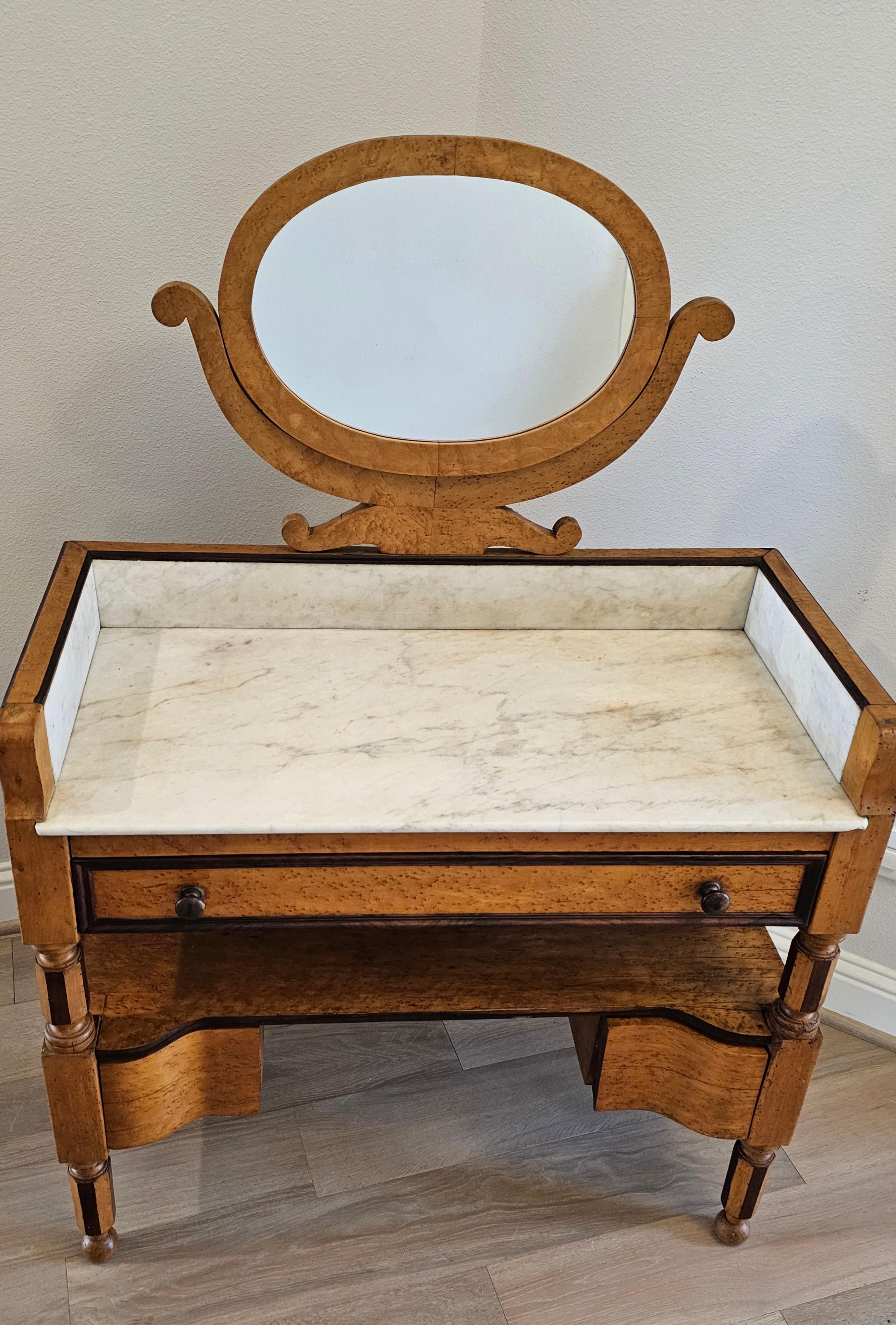 Biedermeier 19th Century French Birdseye Maple Wash Stand Vanity Console