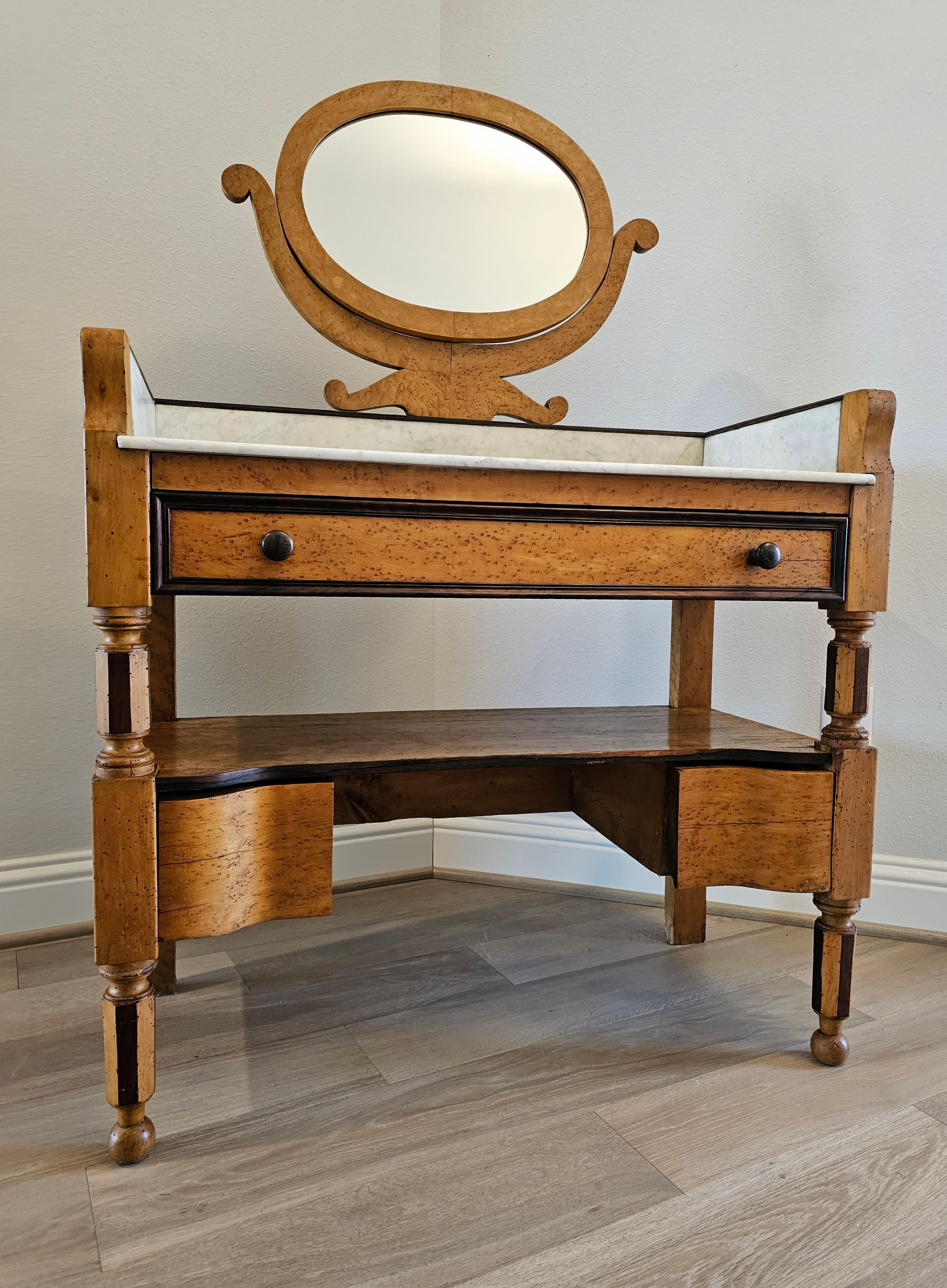 Turned 19th Century French Birdseye Maple Wash Stand Vanity Console