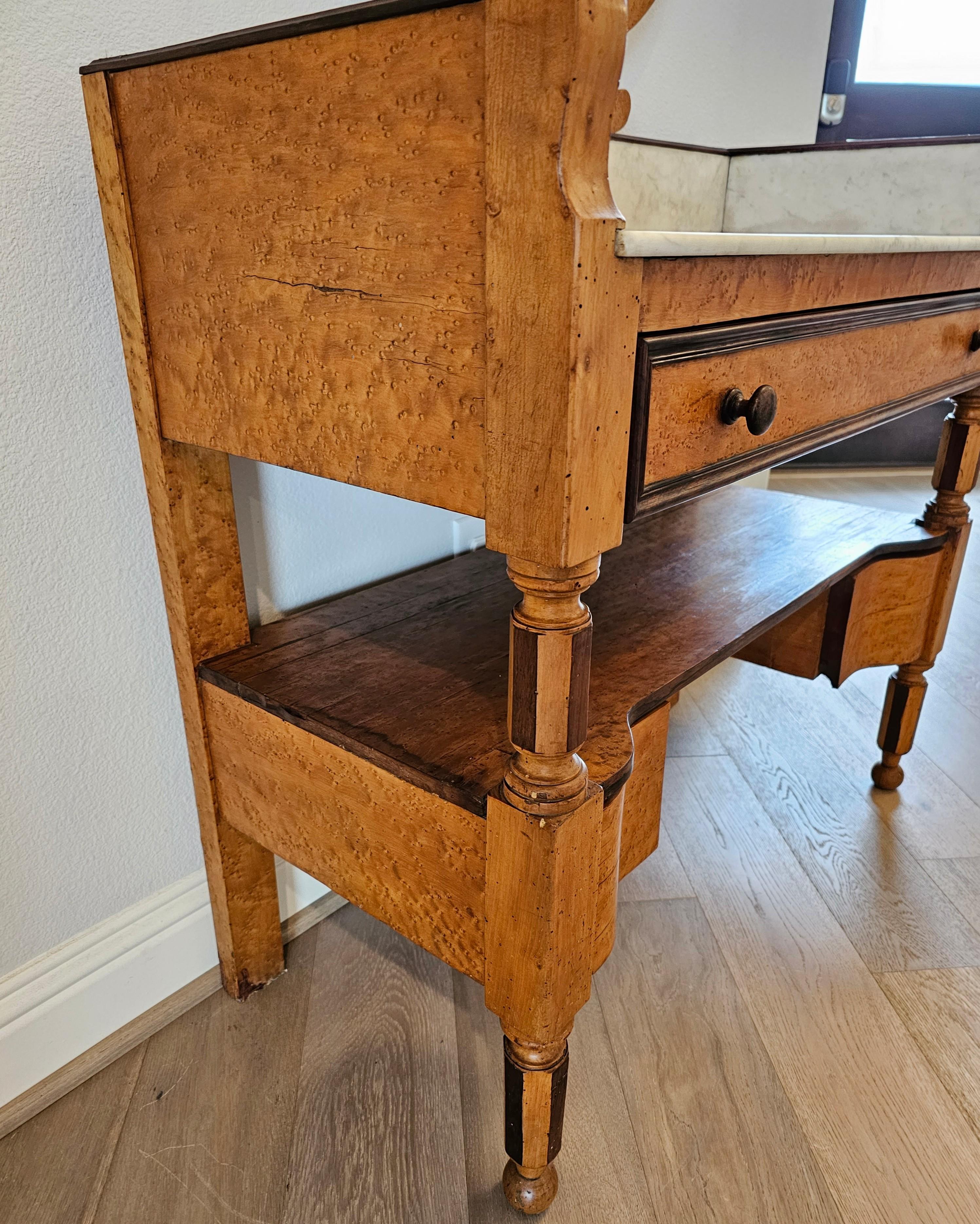 19th Century French Birdseye Maple Wash Stand Vanity Console 1