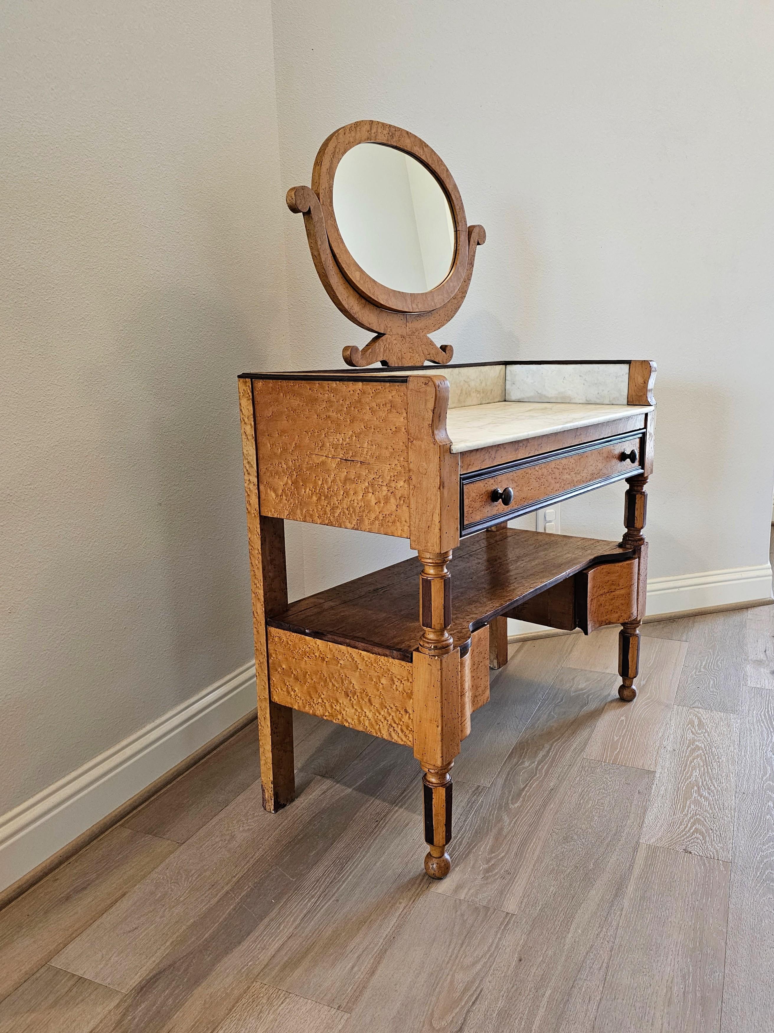 19th Century French Birdseye Maple Wash Stand Vanity Console 2