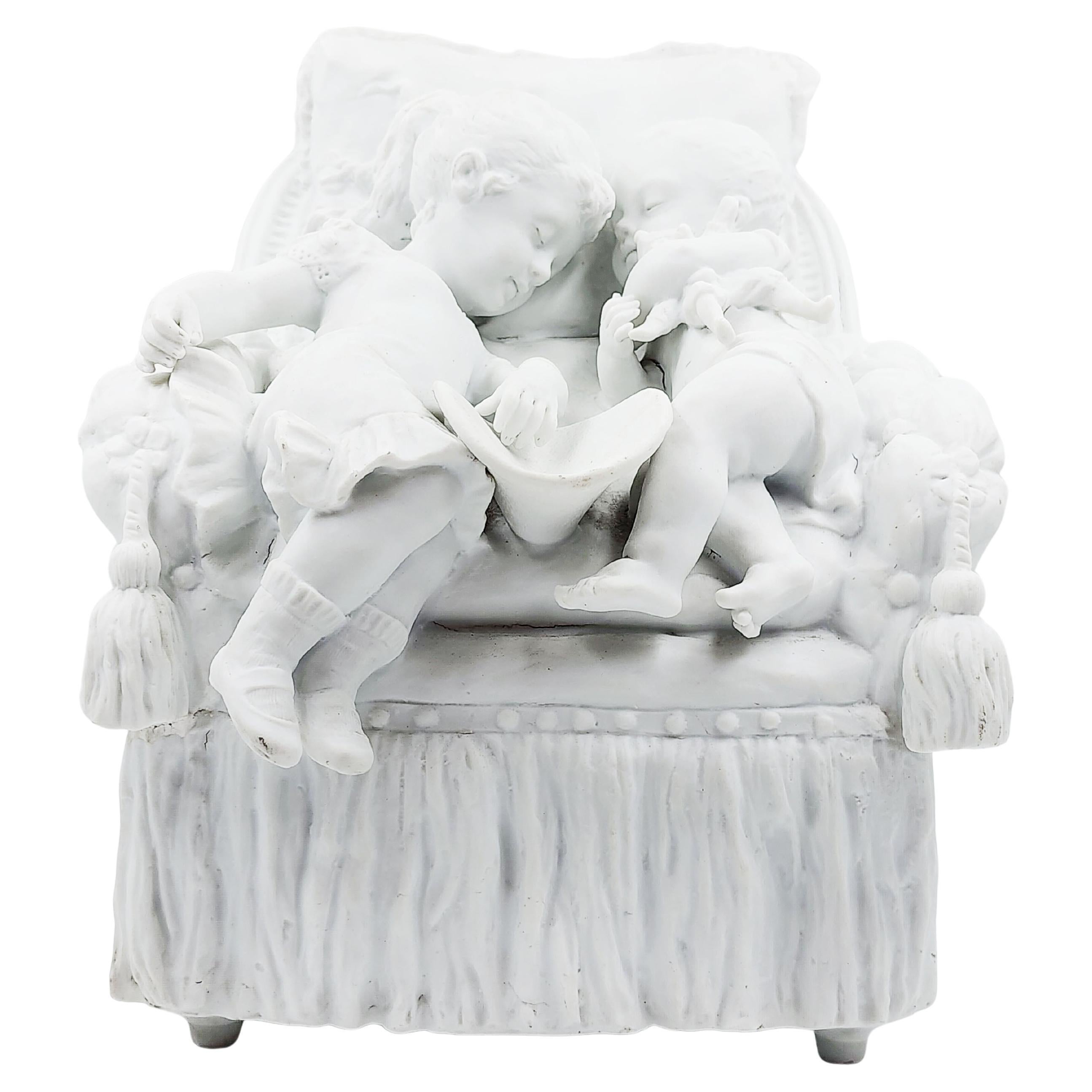 Figura de porcelana bizcochada francesa del siglo XIX de G.Levy