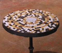 19th Century French Bistro Guéridon Table with Mosaic Top and Iron Base