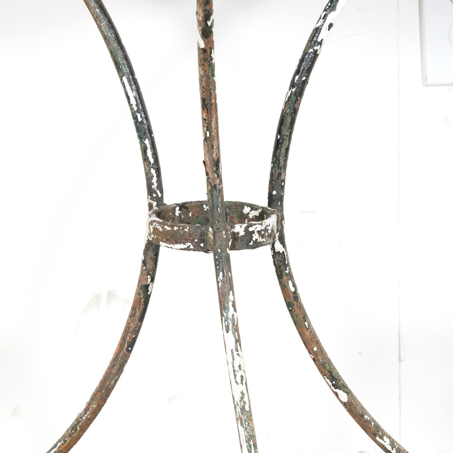 19th Century French Bistro or Garden Table with Round Slate Top and Iron Base For Sale 7