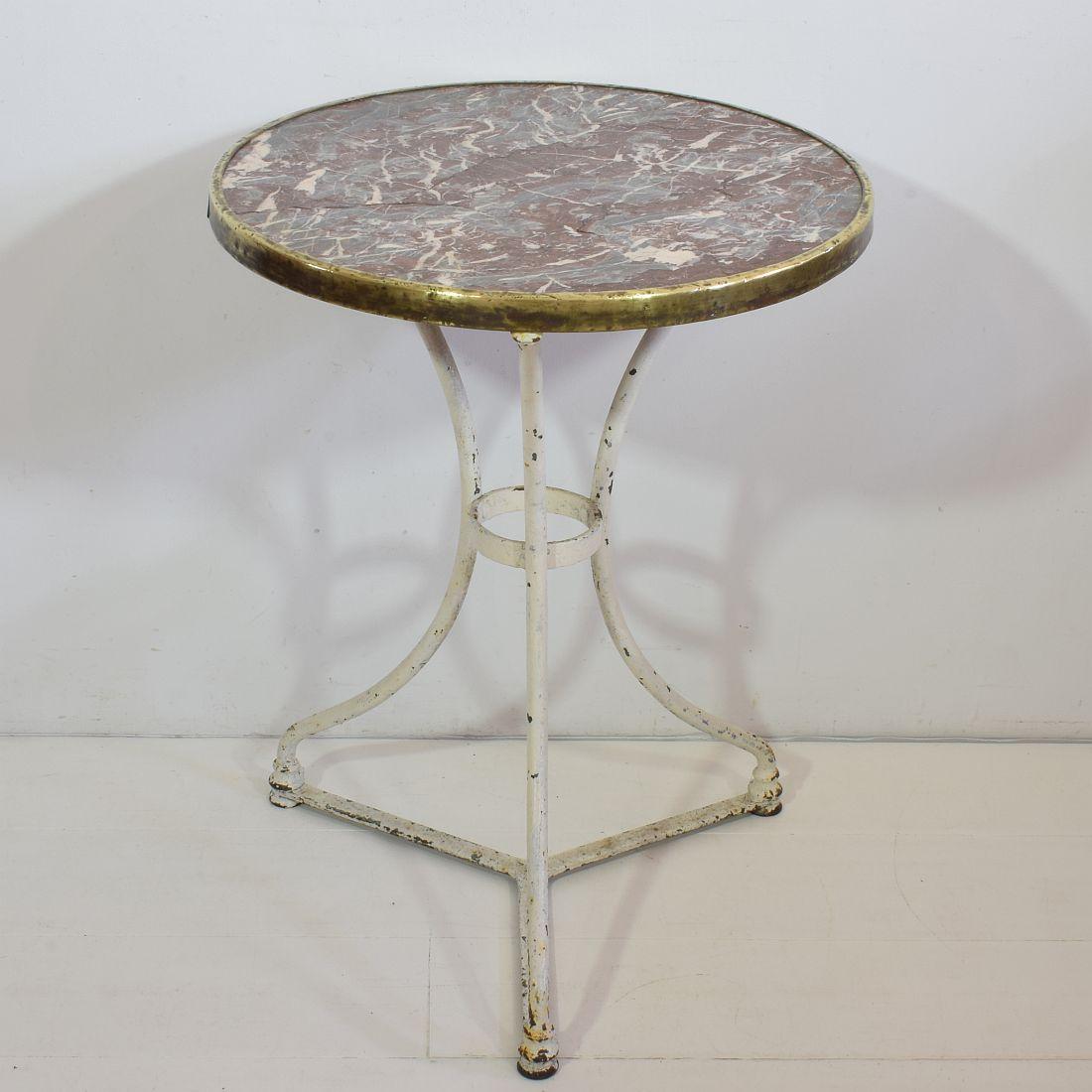 19th Century French Bistro Table with Red Marble Top In Good Condition In Buisson, FR