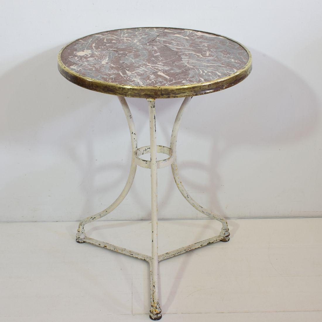 19th Century French Bistro Table with Red Marble Top 1