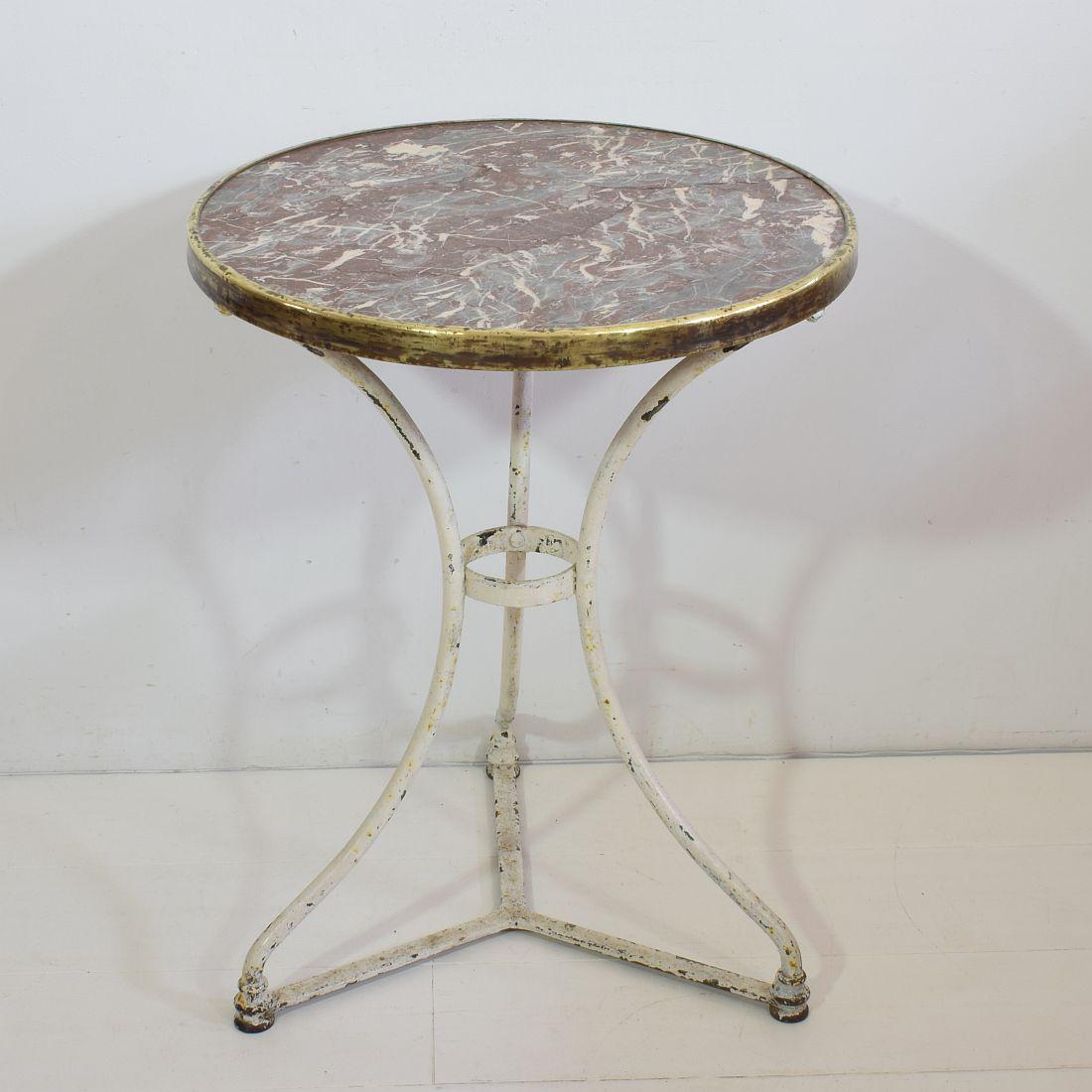 19th Century French Bistro Table with Red Marble Top 2