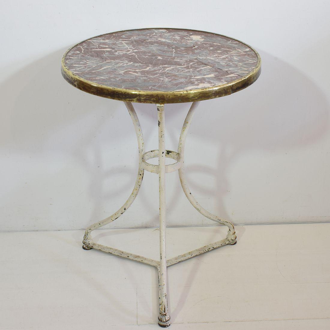 19th Century French Bistro Table with Red Marble Top 3