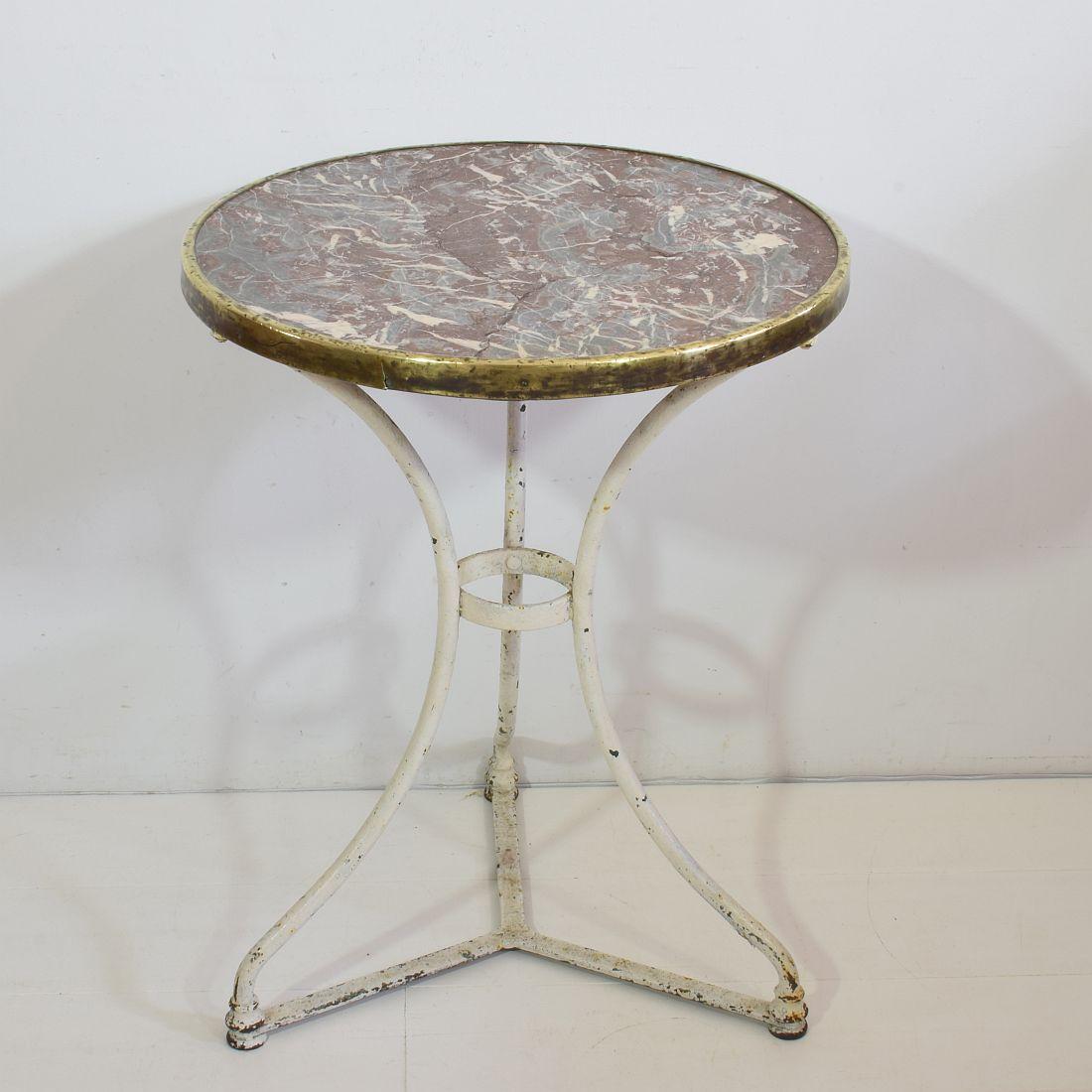 19th Century French Bistro Table with Red Marble Top 4