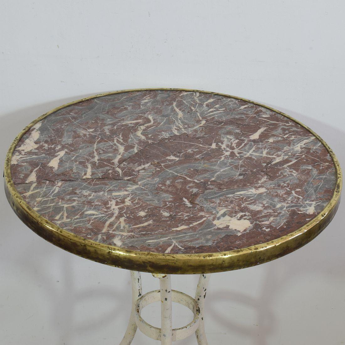 19th Century French Bistro Table with Red Marble Top 5