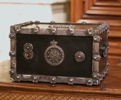 19th Century French Black and Silver Cast Iron Hobnail Studded Safe from Bauche