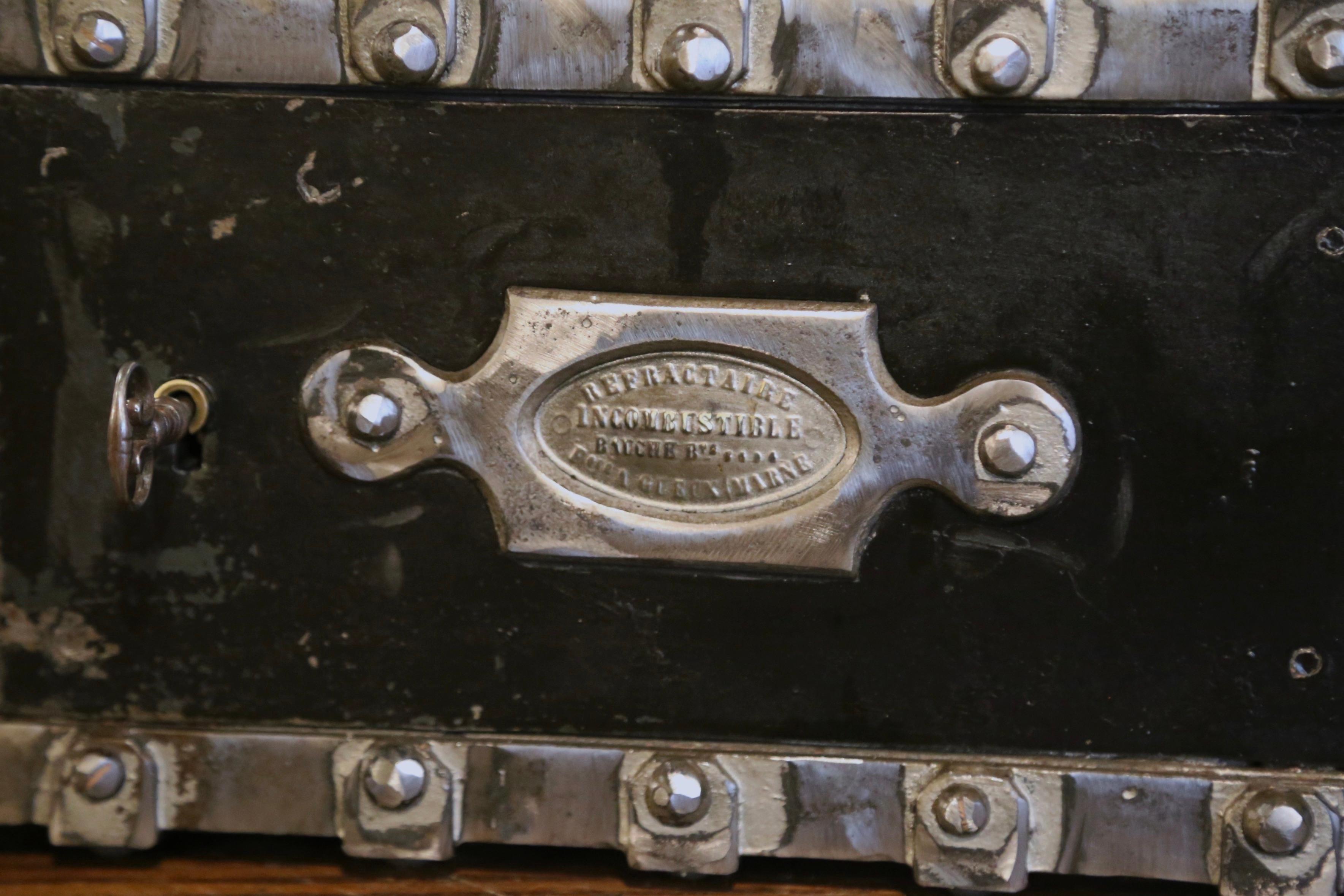 Französischer Hobnail Safe aus Bauche aus schwarzem und silbernem Gusseisen, 19. Jahrhundert (Gotisch) im Angebot