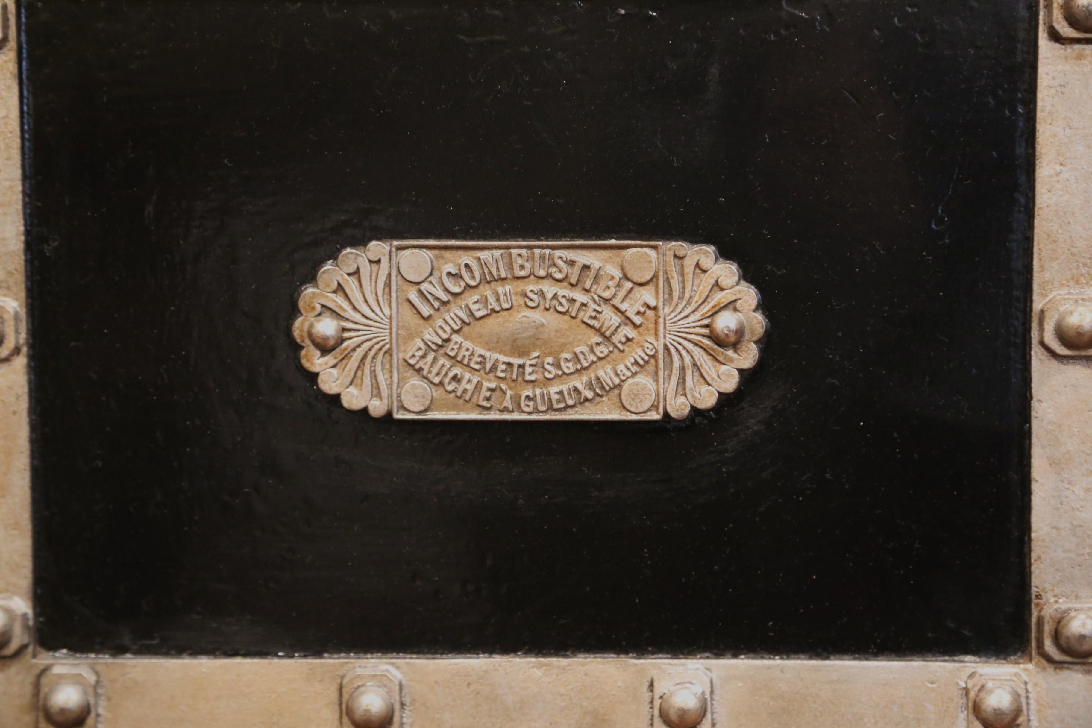 19th Century French Black and Silver Cast Iron Safe 9
