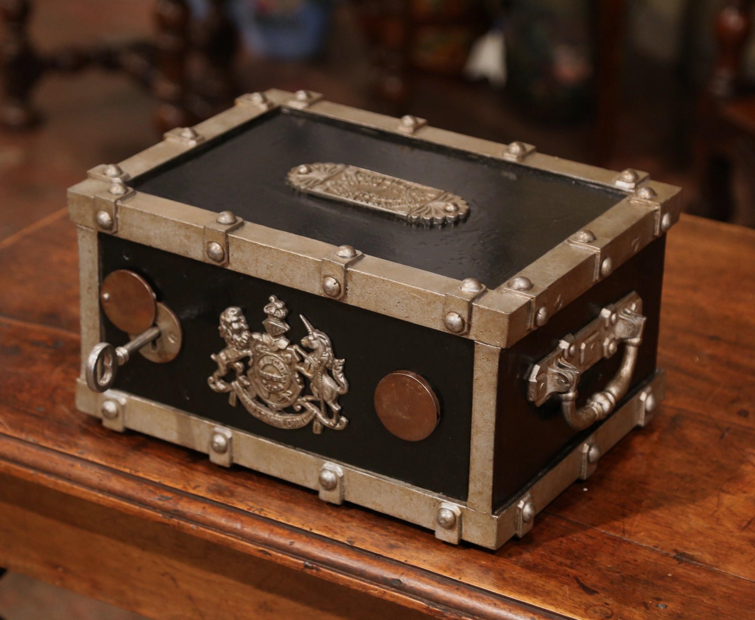 19th Century French Black and Silver Cast Iron Safe In Excellent Condition In Dallas, TX