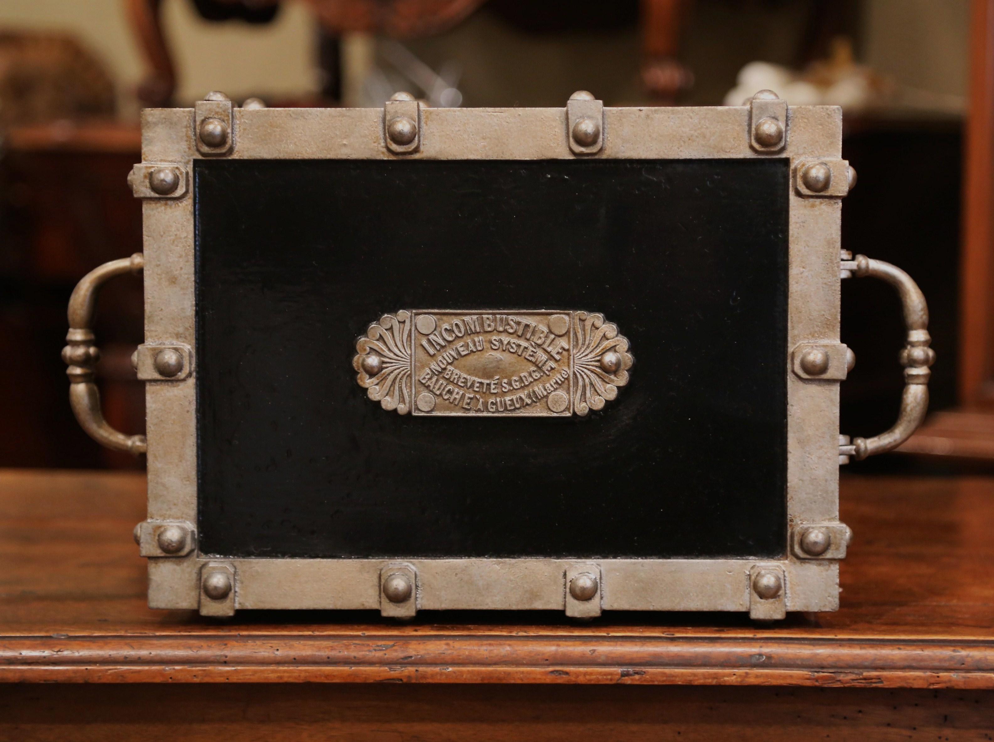 19th Century French Black and Silver Cast Iron Safe 1