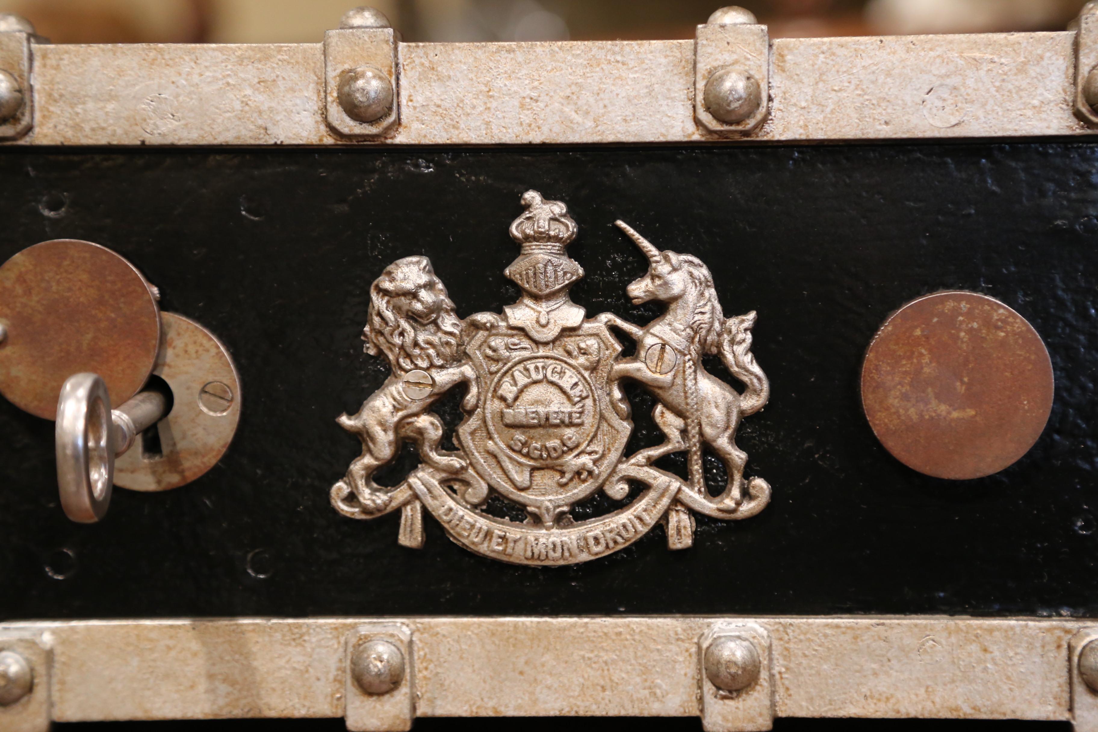19th Century French Black and Silver Cast Iron Safe 3