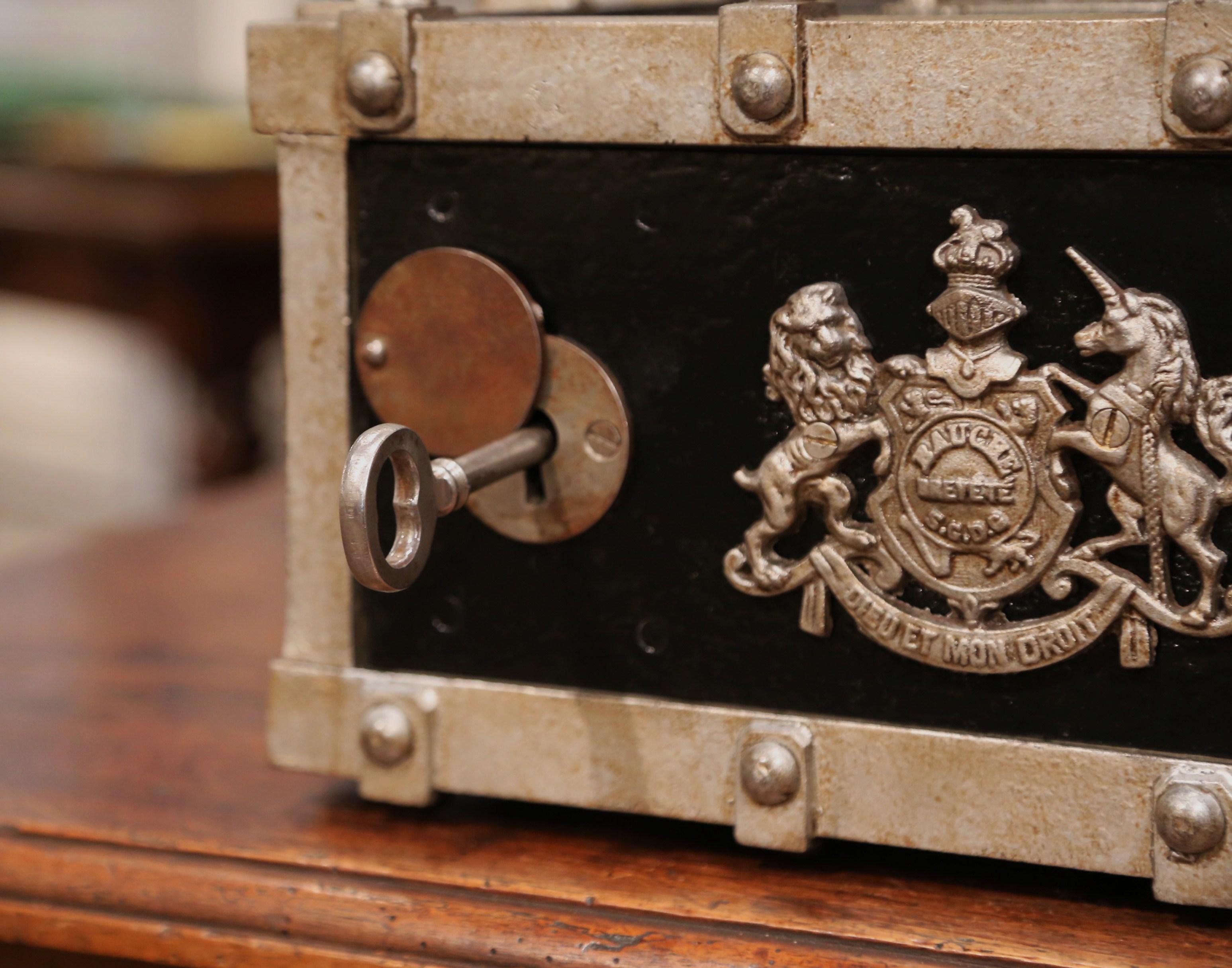 19th Century French Black and Silver Cast Iron Safe 4