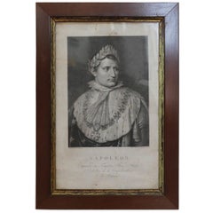19th Century French Black and White Lithograph, Print Portrait of Napoleon