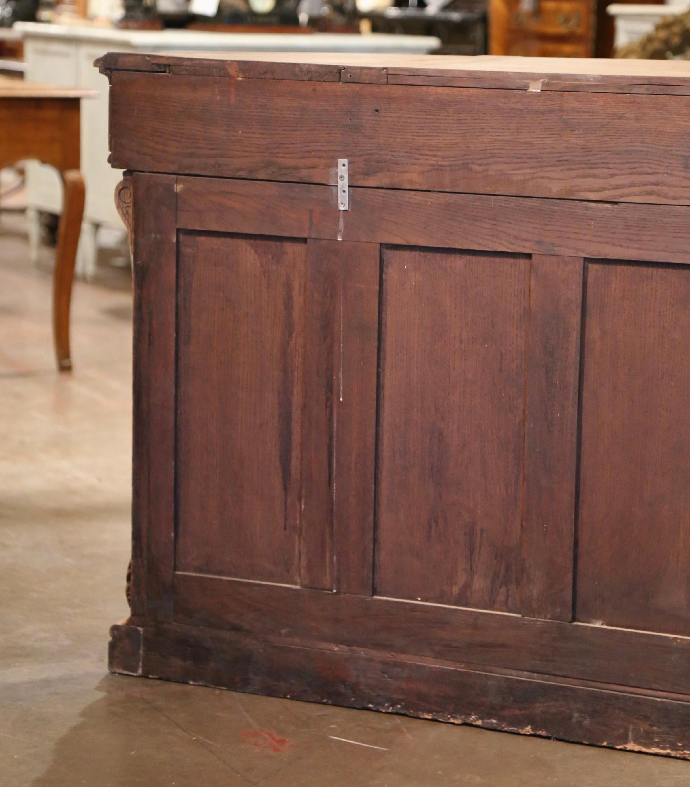 19th Century French Black Forest Carved Bleached Oak Four-Door Buffet Enfilade 14