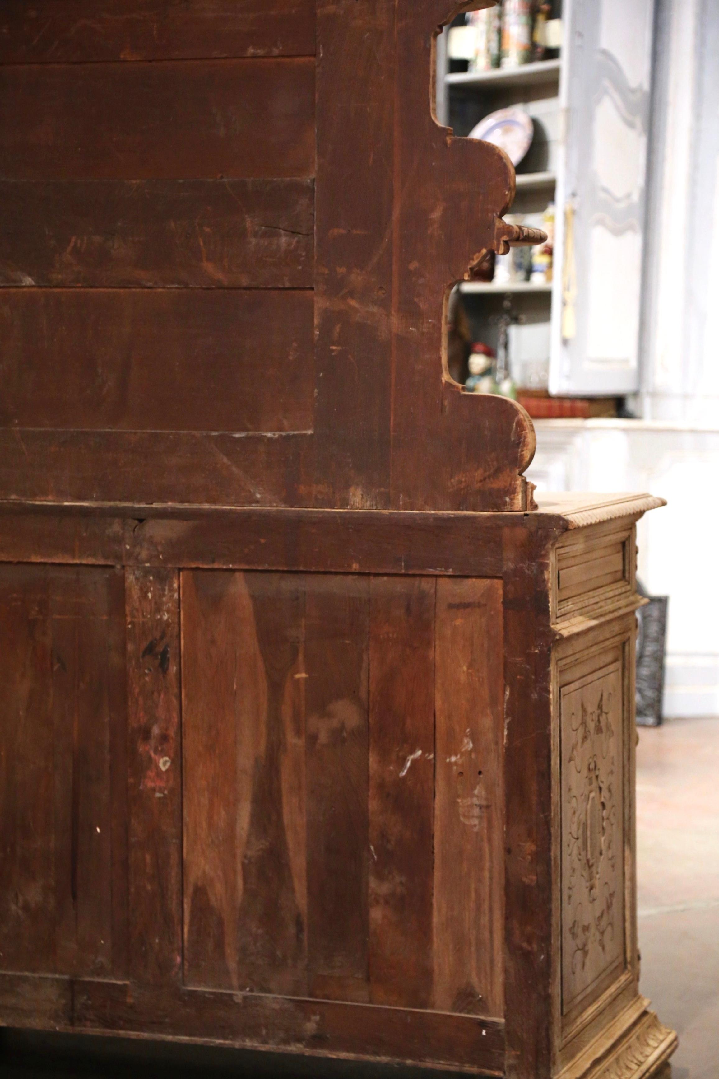 19th Century French Black Forest Carved Bleached Oak Hunt Buffet Desserte 14