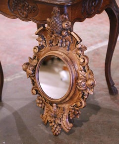 19th Century French Black Forest Carved Bleached Oak Wall Mirror with Fruit