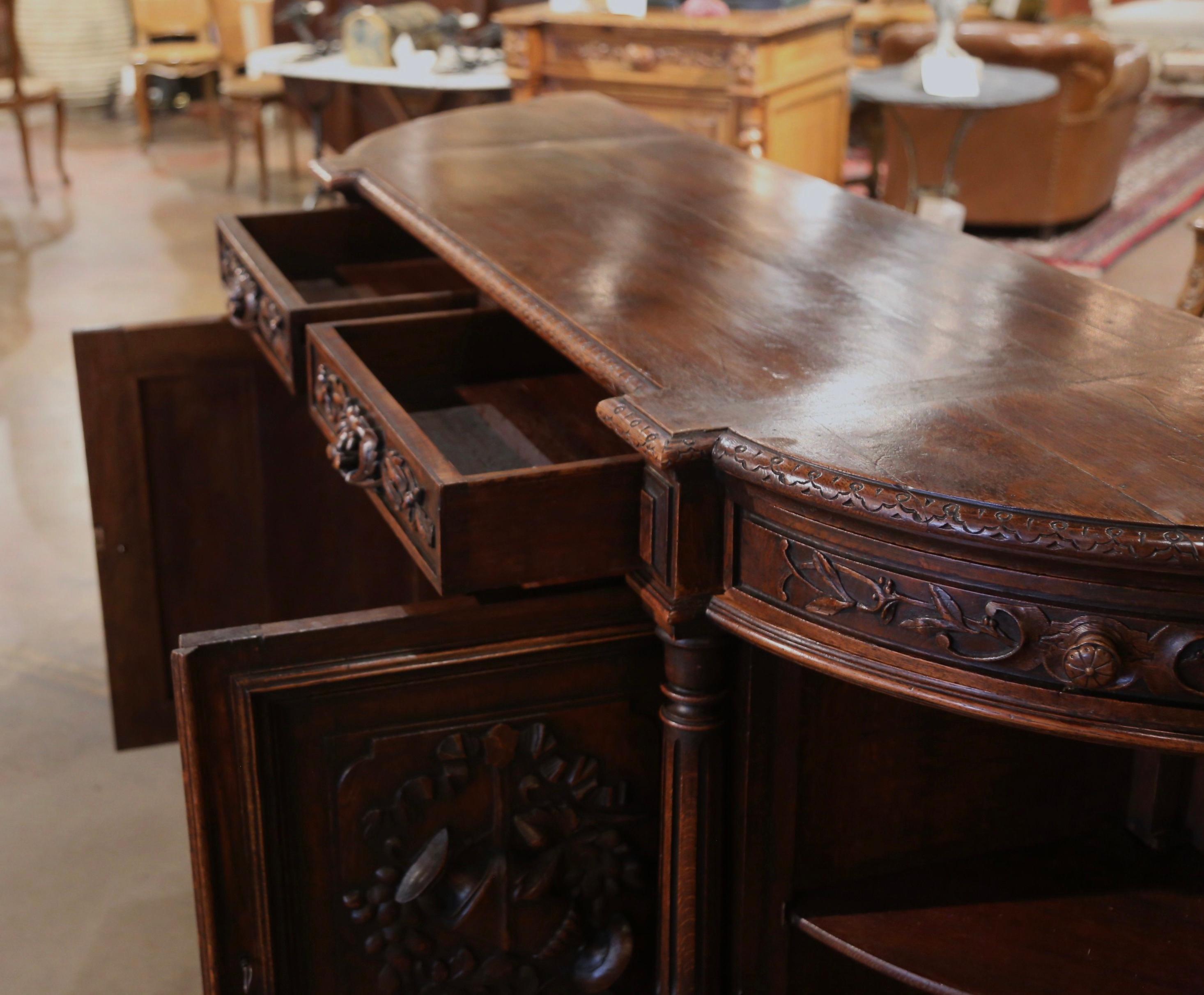 19th Century French Black Forest Carved Oak Four-Door Buffet Enfilade 8