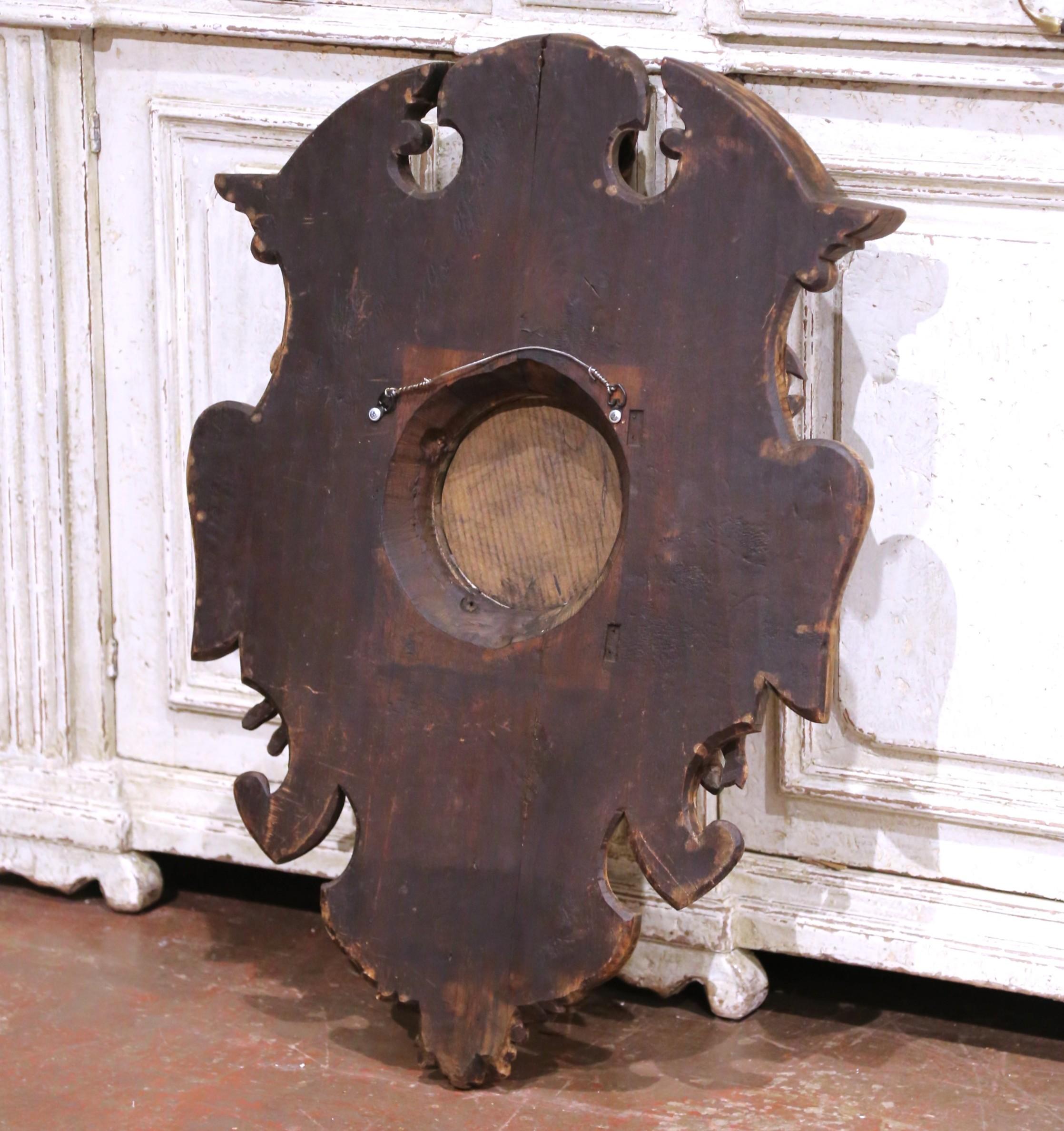 Placa de pared de caza francesa del siglo XIX tallada en roble de la Selva Negra con espejo en venta 2