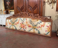 19th Century French Black Forest Carved Oak King Size Wall Hanging Headboard