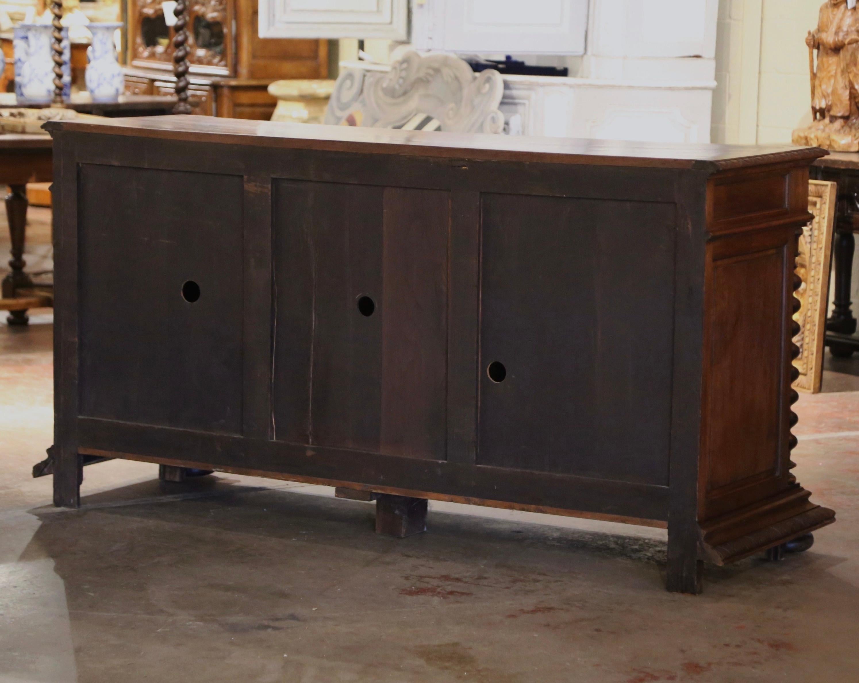 19th Century French Black Forest Carved Oak Three-Door Buffet Enfilade 9