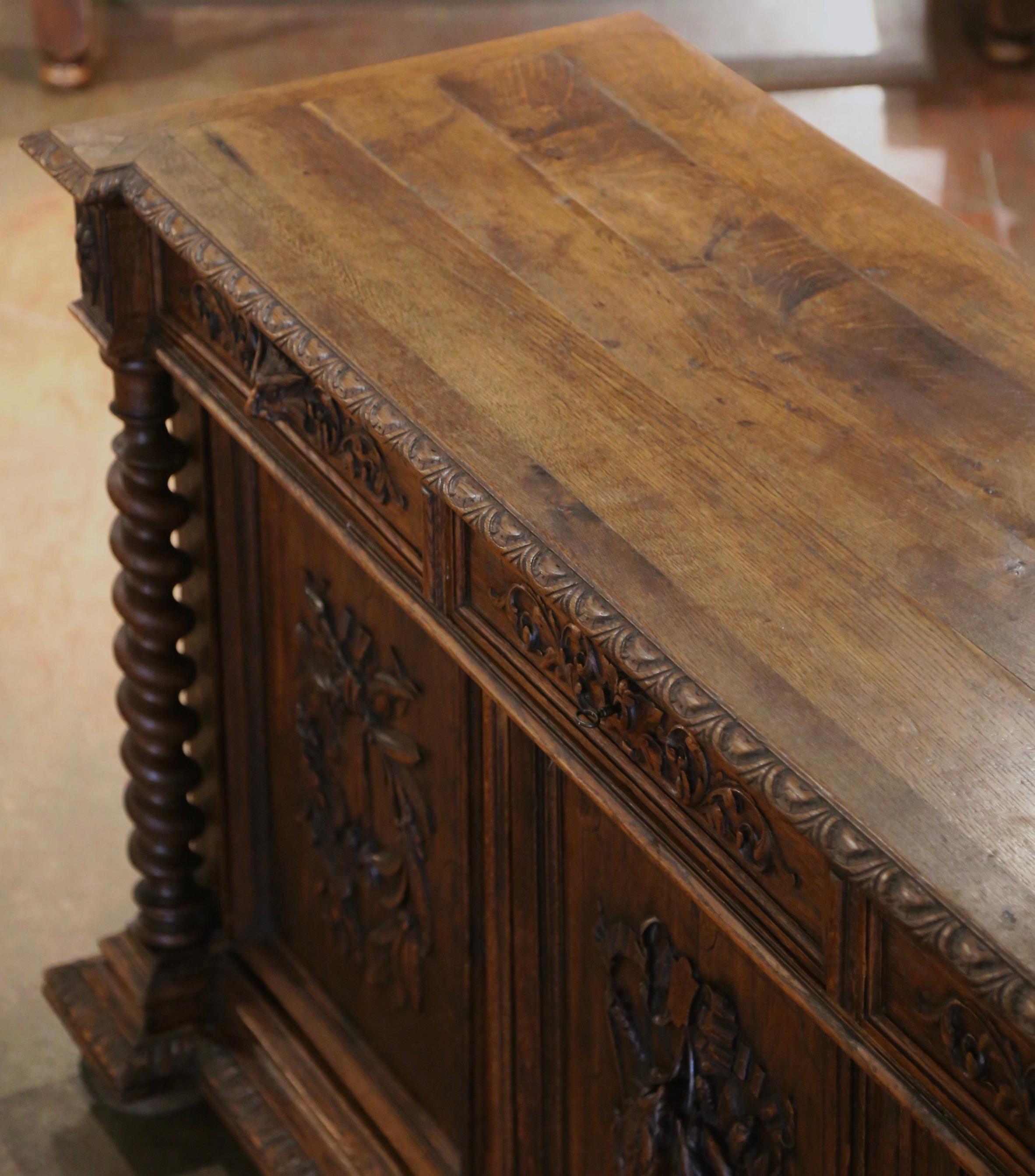 19th Century French Black Forest Carved Oak Three-Door Buffet Enfilade 3
