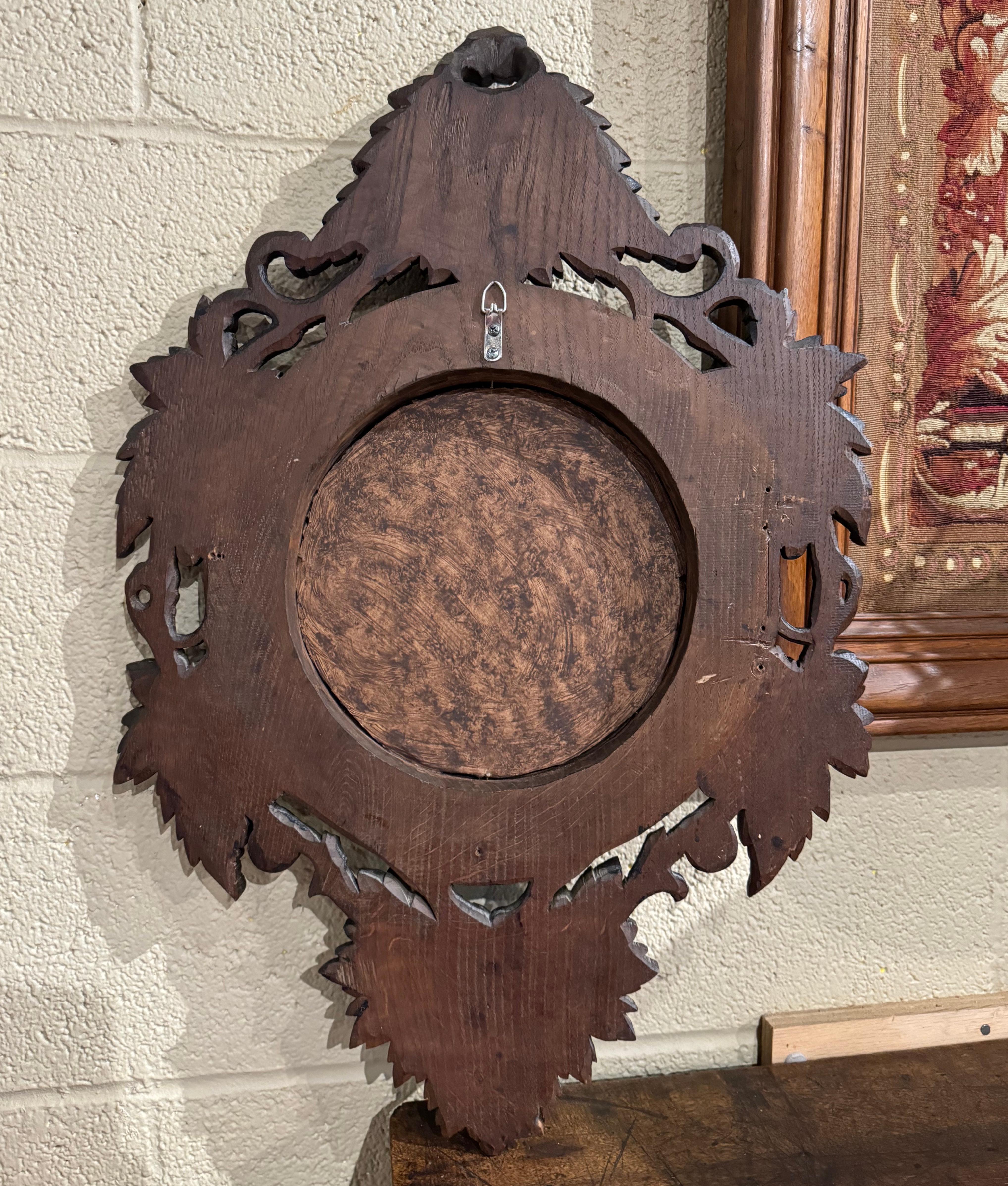 19th Century French Black Forest Carved Oak Wall Mirror with Fruit Motifs 3