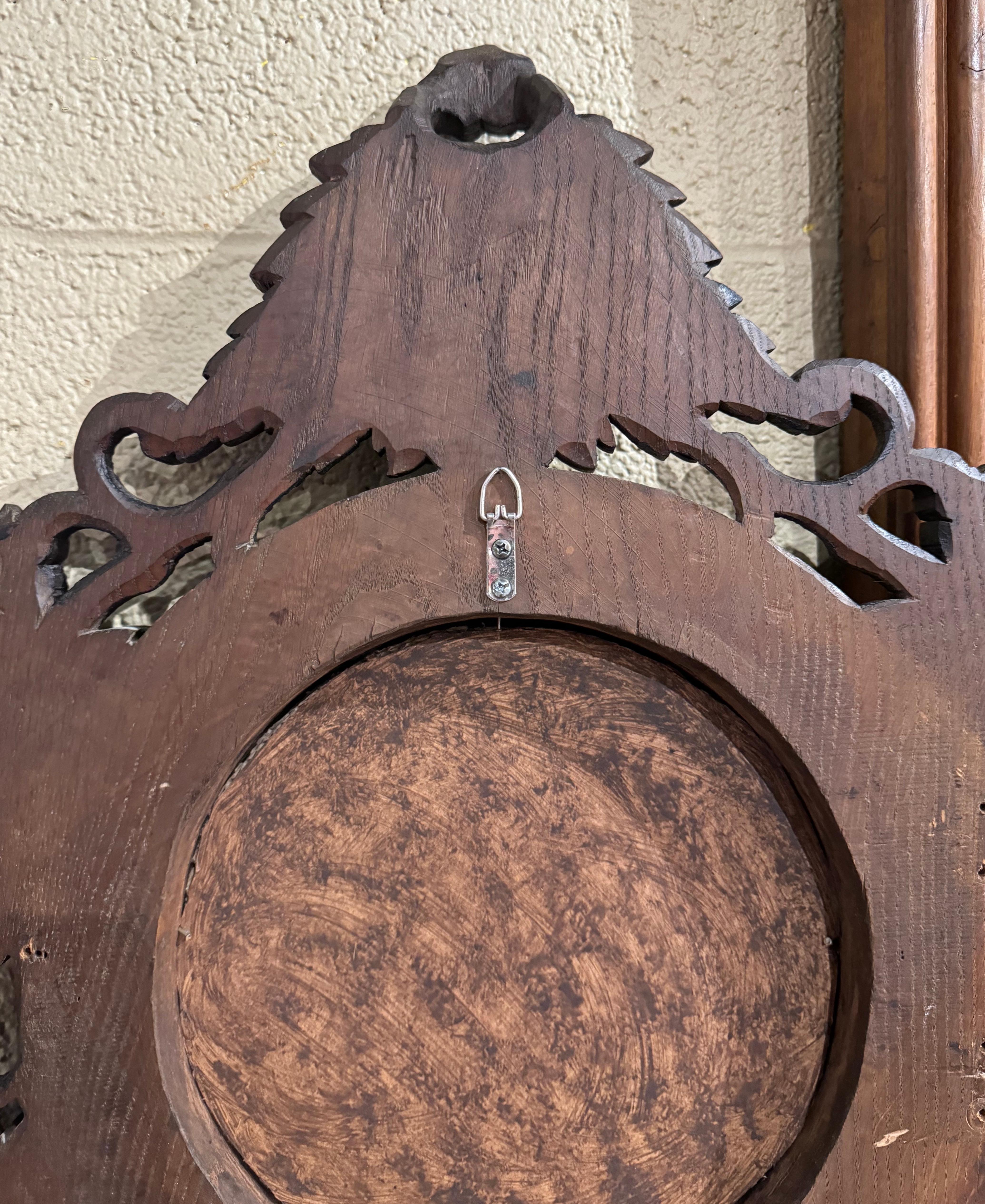 19th Century French Black Forest Carved Oak Wall Mirror with Fruit Motifs 4