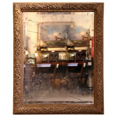 19th Century French Black Forest Carved Oak Wall Mirror with Leaf Decor