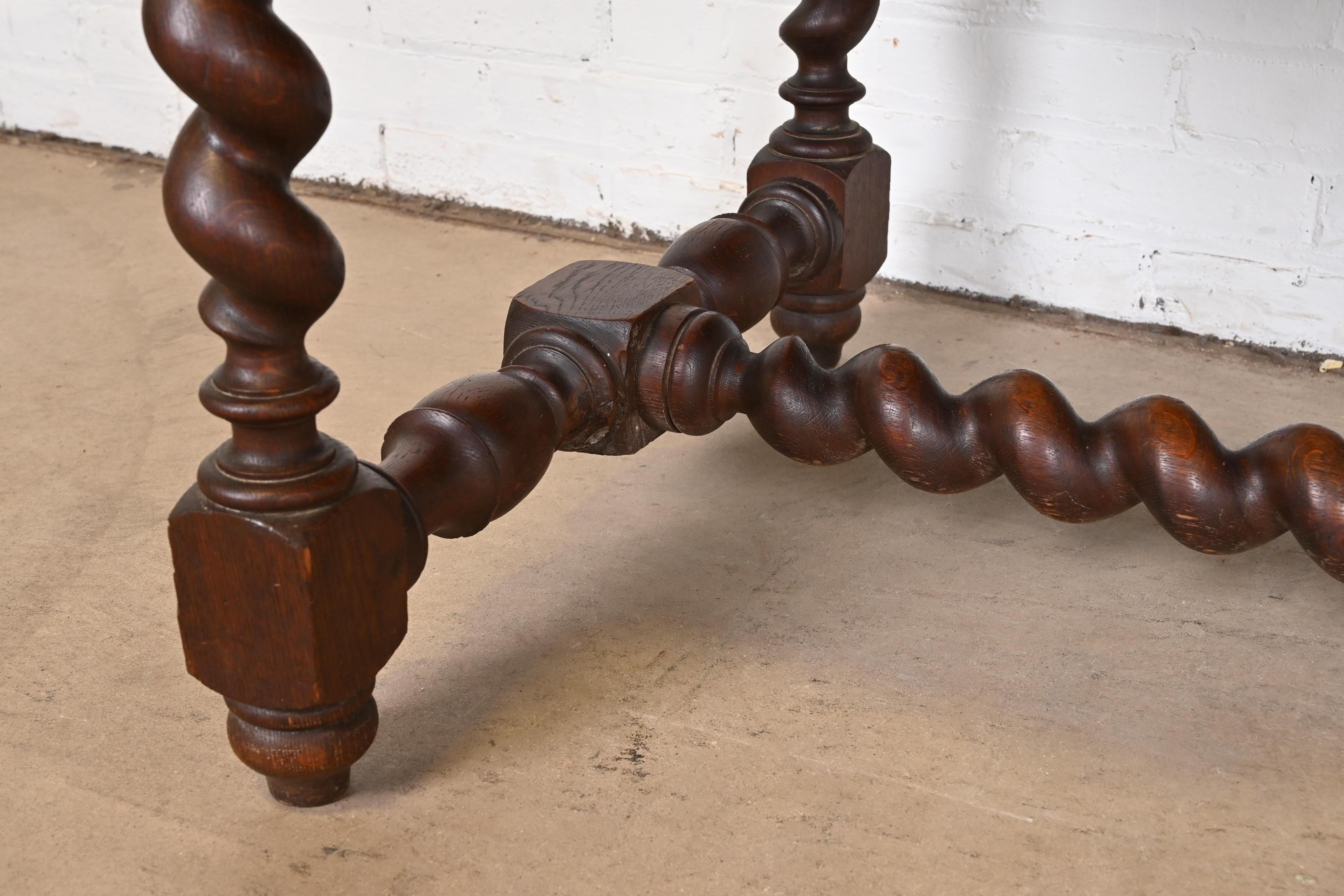 19th Century French Black Forest Carved Oak Writing Desk With Barley Twist Legs For Sale 11