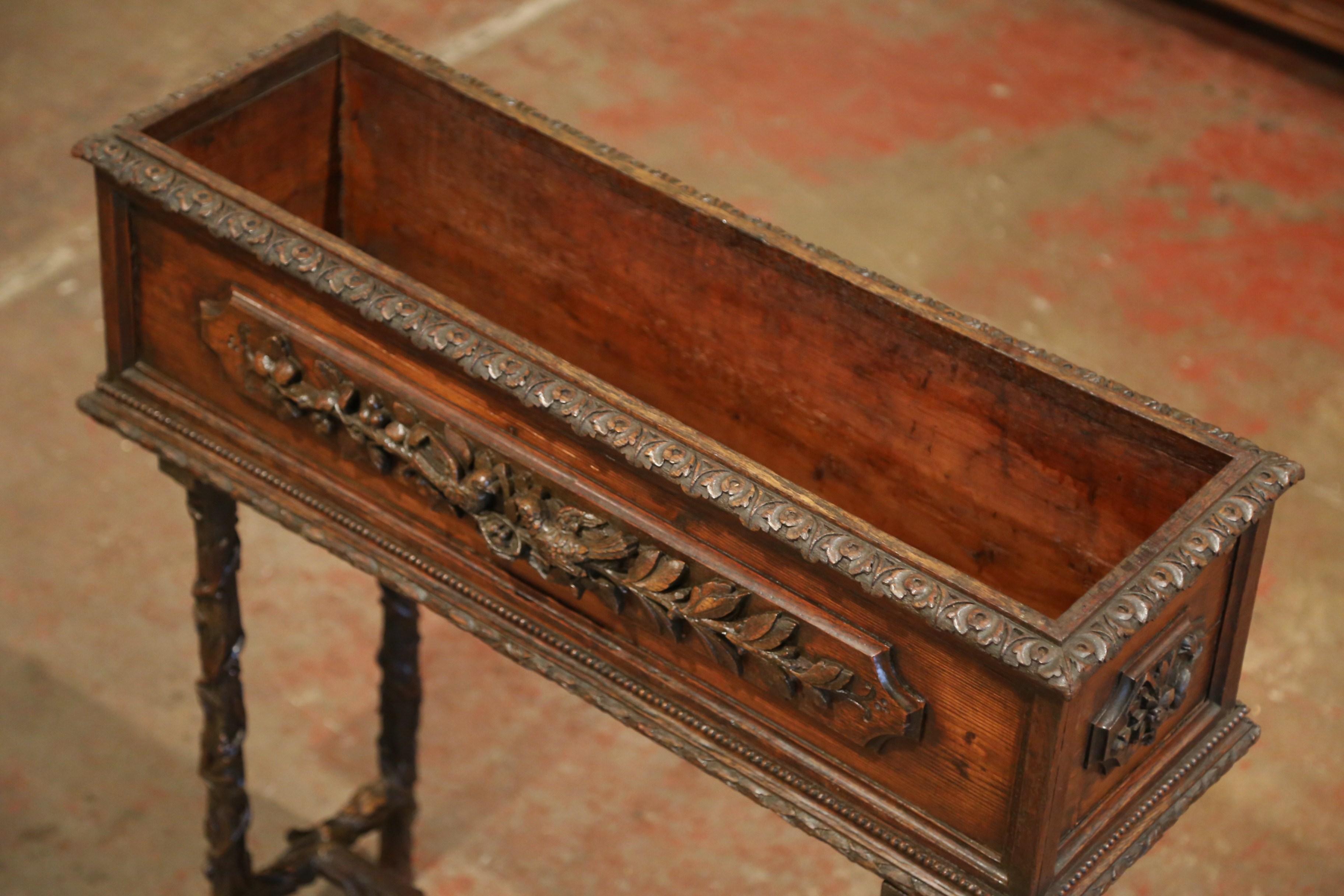 19th Century French Black Forest Carved Plant Stand with Bird and Vine Decor 2