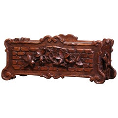 Antique 19th Century French Black Forest Carved Walnut Jardiniere with Floral Motif