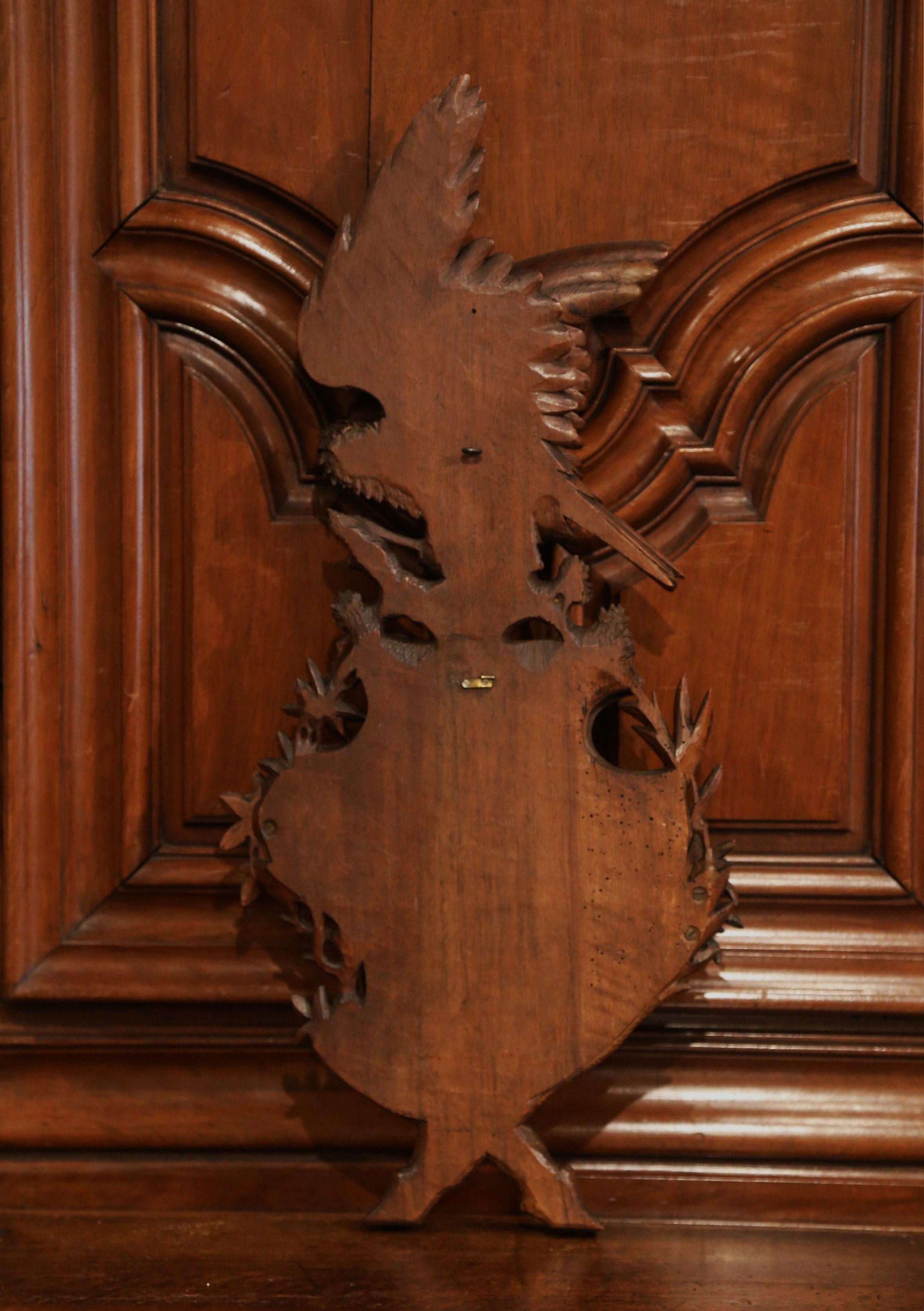 19th Century French Black Forest Carved Walnut Mirror with Eagle Sculpture 3