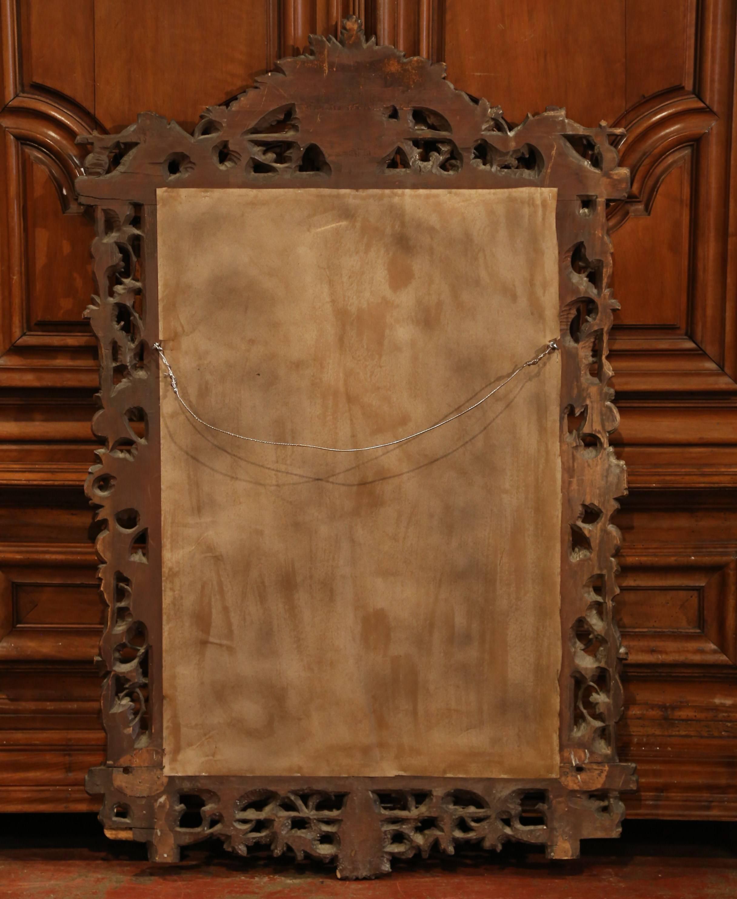 19th Century French Black Forest Carved Walnut Mirror with Grapes and Foliage 2