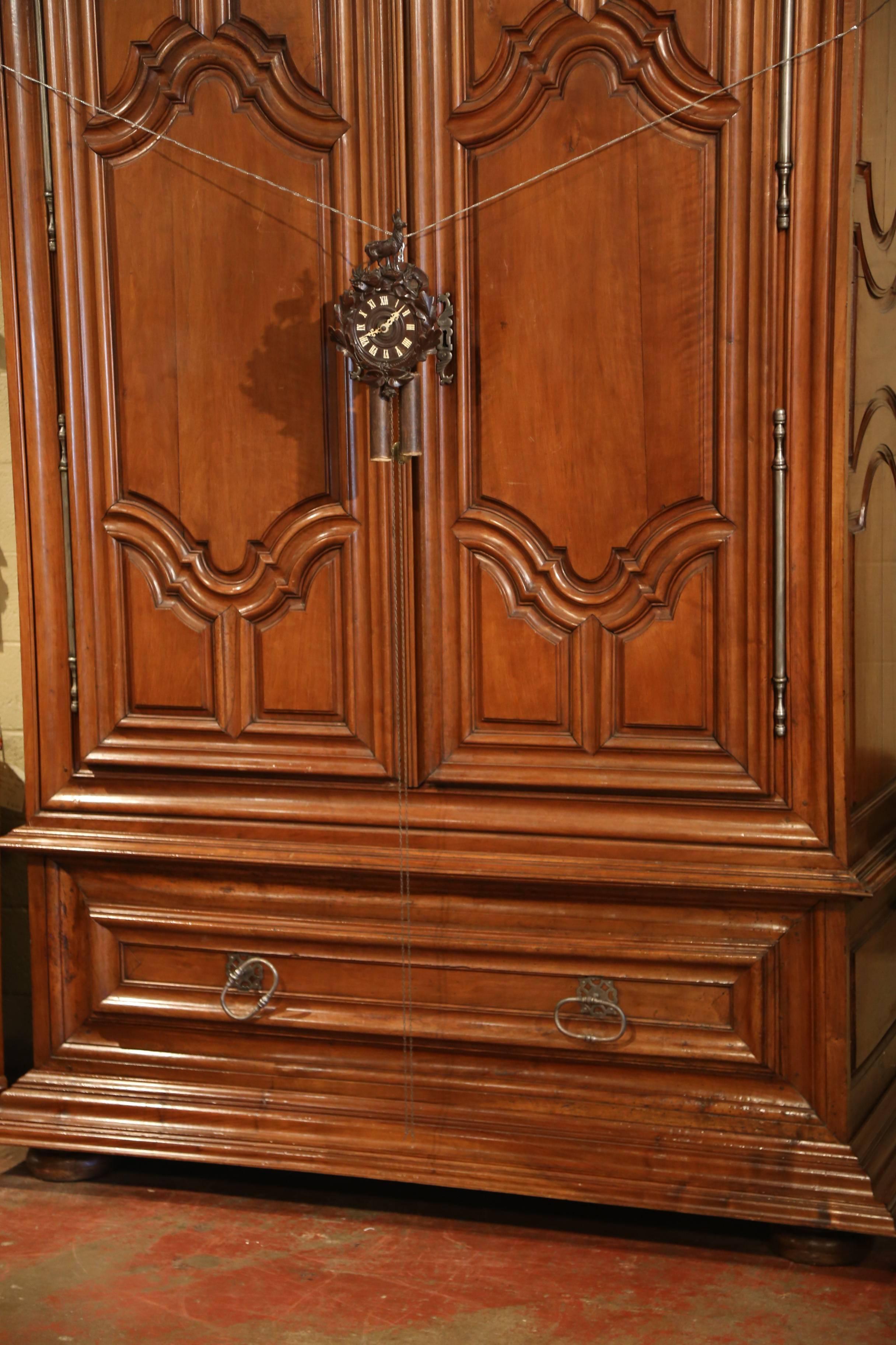 19th Century French Black Forest Carved Walnut Wall Clock with Deer 5