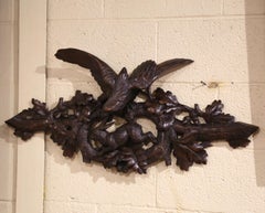 19th Century French Black Forest Carved Walnut Wall Decor with Eagle & Rabbit