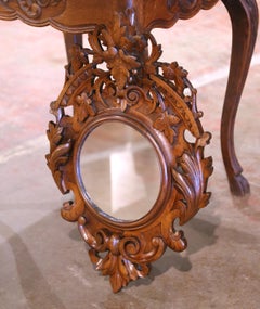 19th Century French Black Forest Carved Walnut Wall Sculpture with Mirror