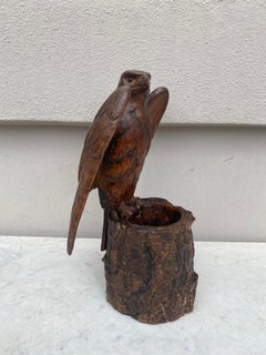19th Century French Black Forest Carved Wood Eagle Vase