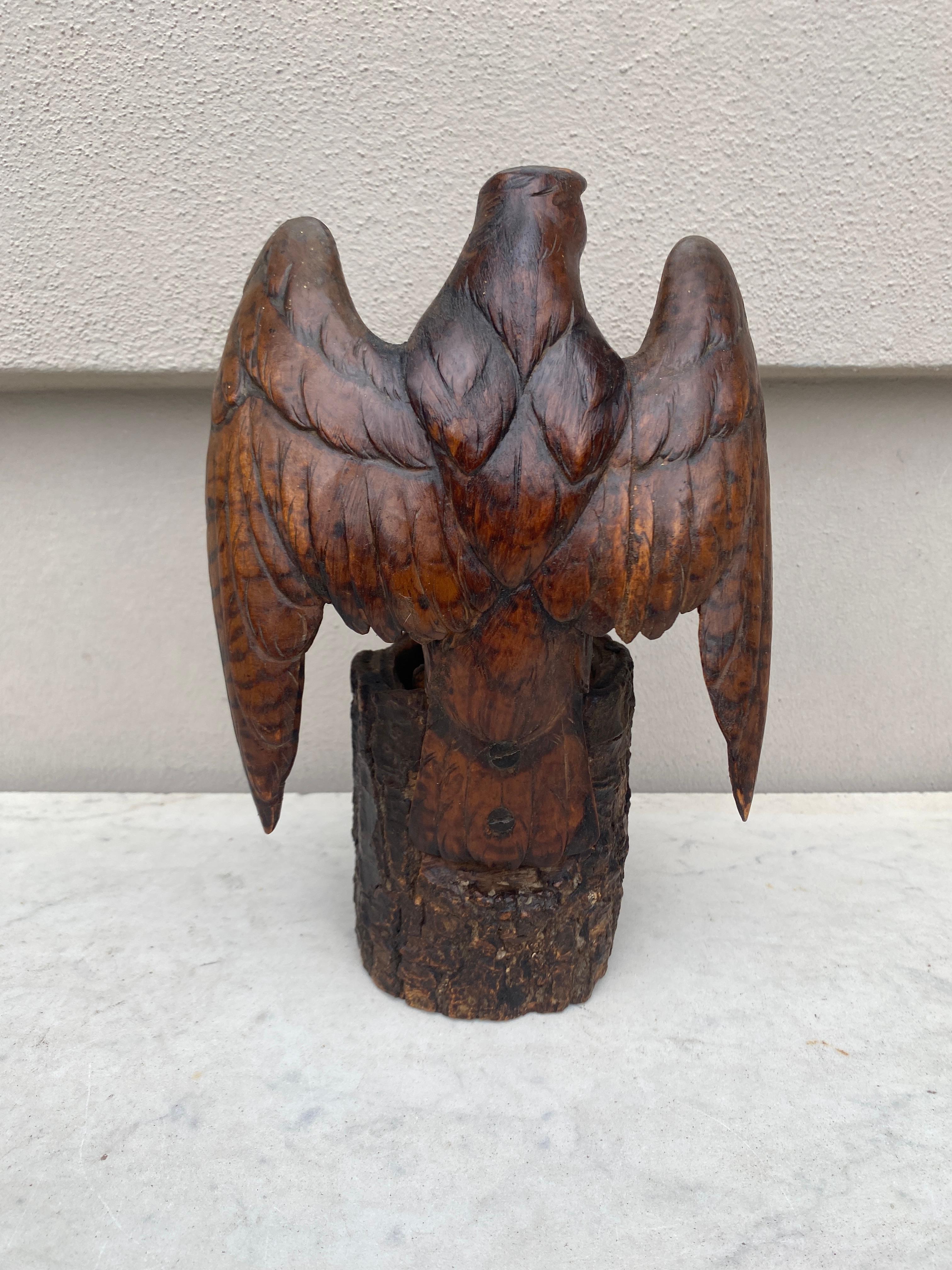 19th Century French Black Forest Carved Wood Eagle Vase  For Sale 1