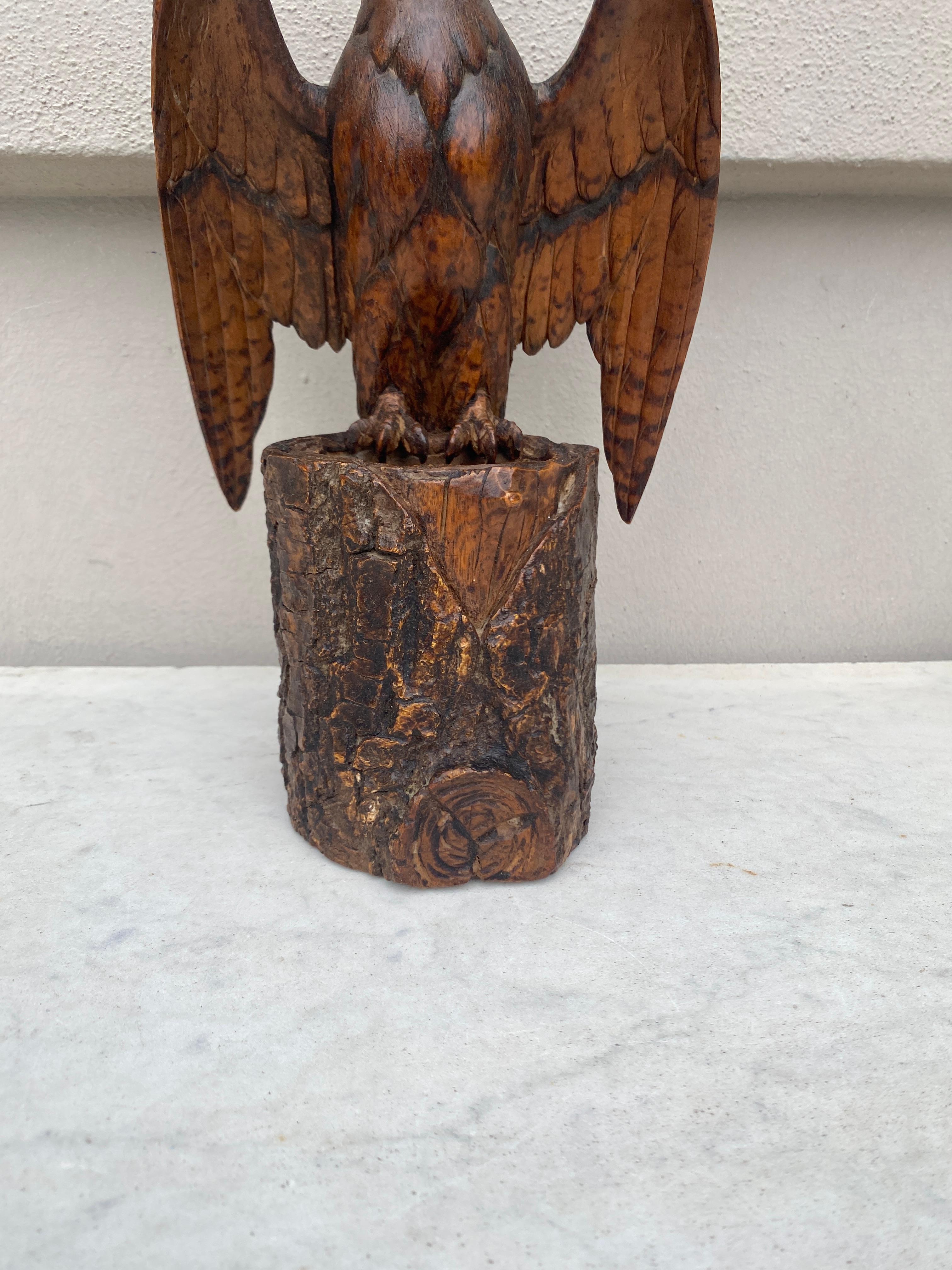 19th Century French Black Forest Carved Wood Eagle Vase  For Sale 2