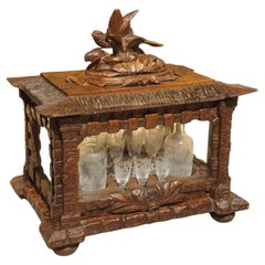 19th Century French Black Forest Cave A Liqueur with Etched Glass Hunting Motifs