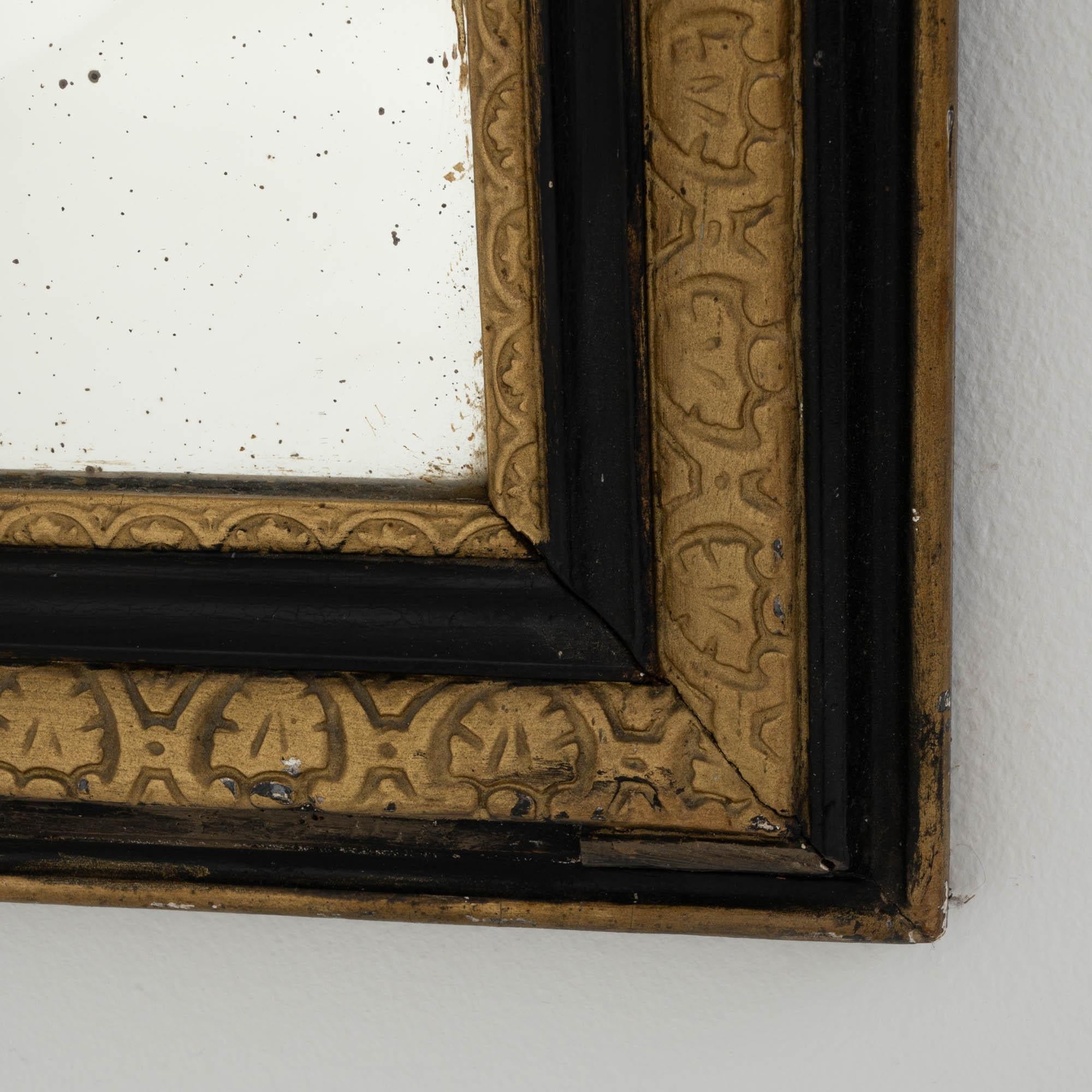 19th Century French Black Gilded Louis Phillipe Wall Mirror 6