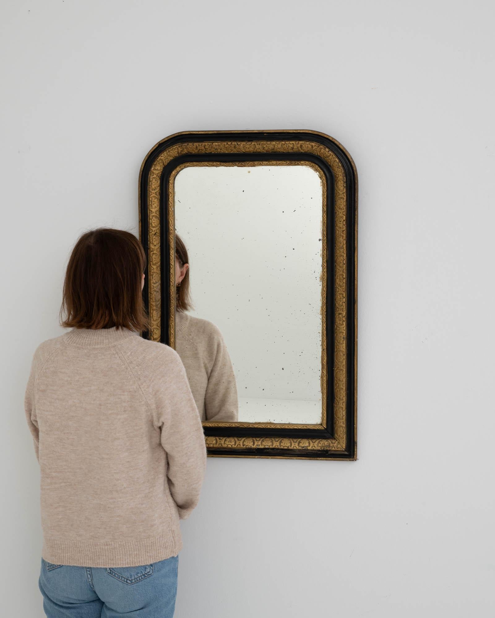 Louis Philippe 19th Century French Black Gilded Louis Phillipe Wall Mirror