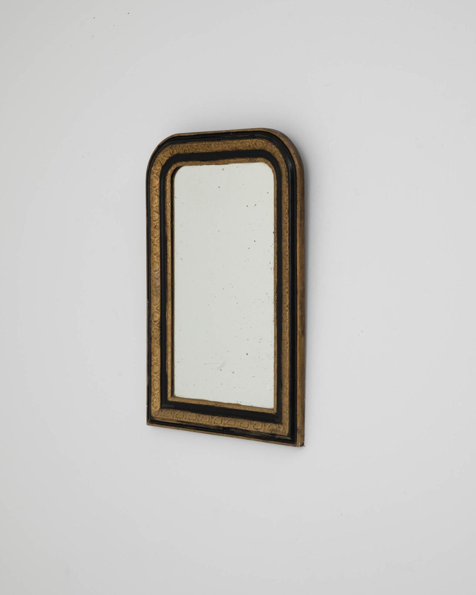 19th Century French Black Gilded Louis Phillipe Wall Mirror In Good Condition In High Point, NC