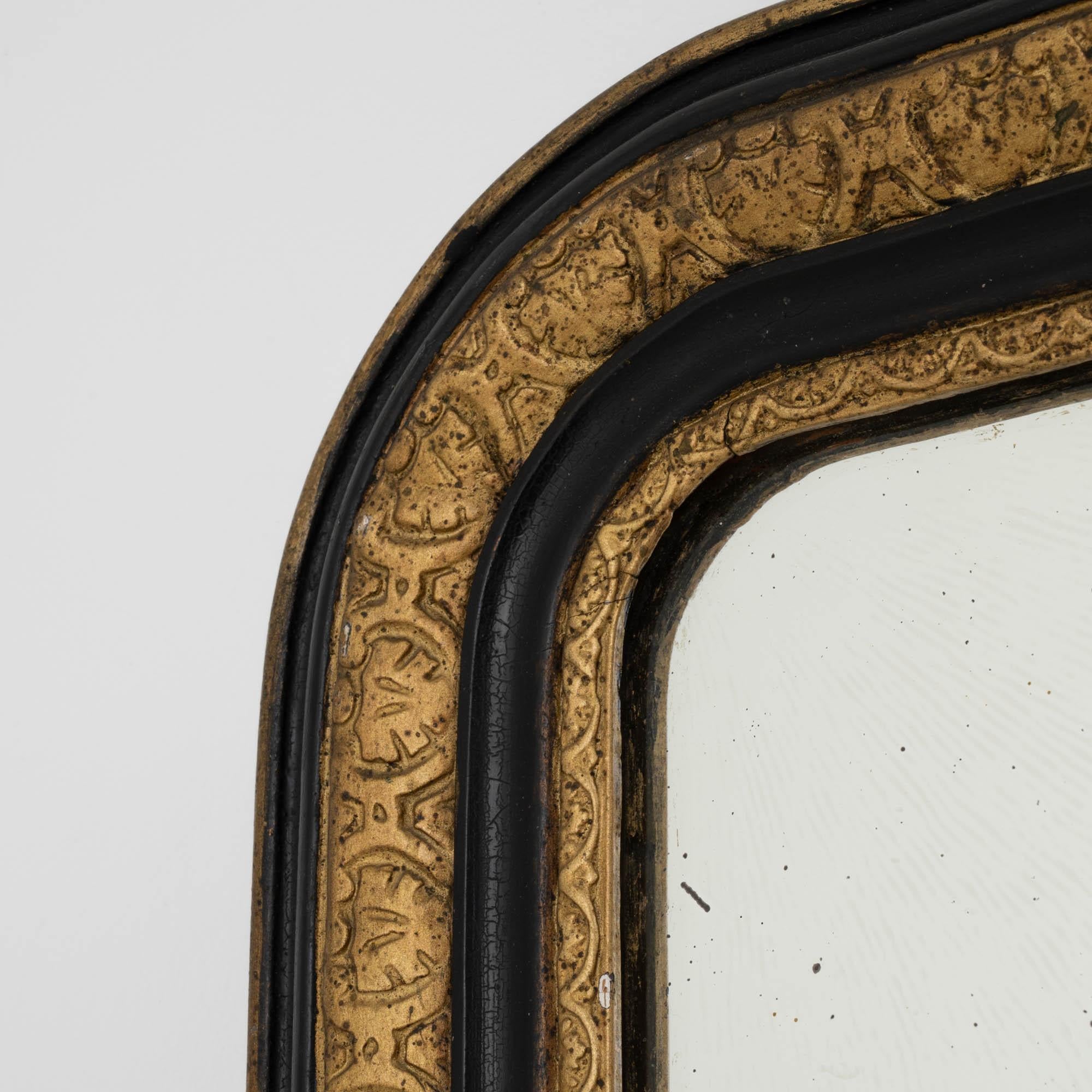 19th Century French Black Gilded Louis Phillipe Wall Mirror 5